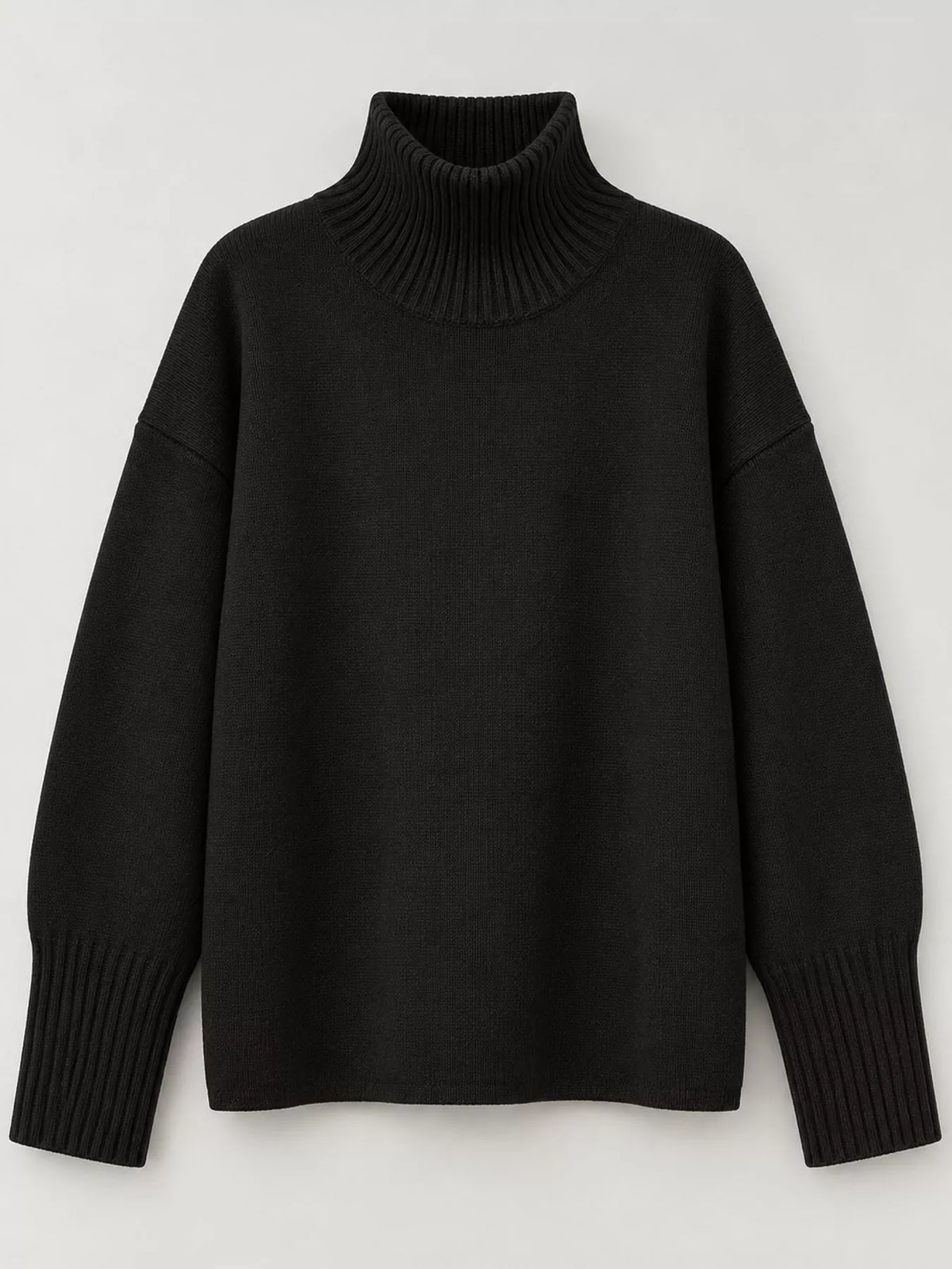 turtleneck dropped shoulder sweater | dropsona - neutral - size reference