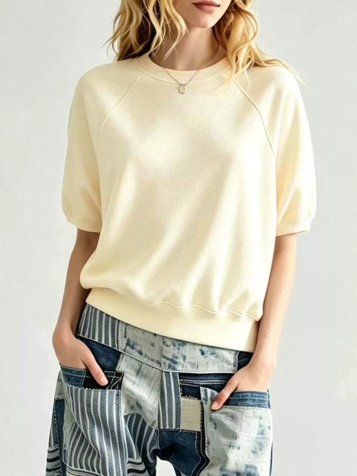 full size raglan short-sleeve sweatshirt plus | dropsona - neutral - packaging