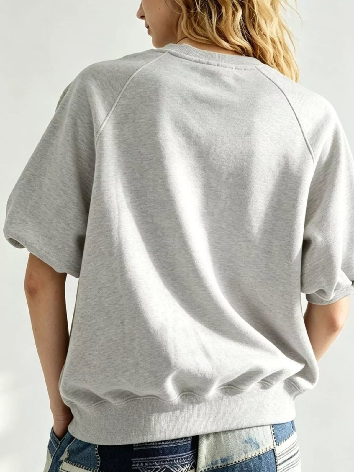 full size raglan short-sleeve sweatshirt plus | dropsona - neutral - front view