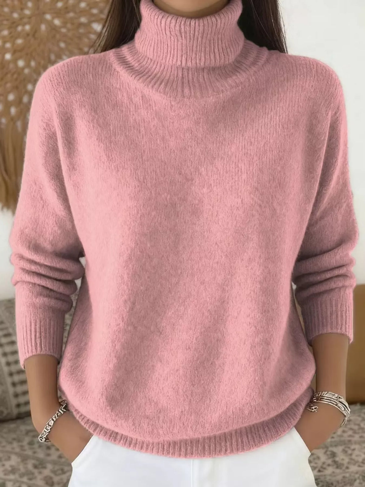 turtleneck long sleeve sweater – basic style | dropsona - neutral - size reference