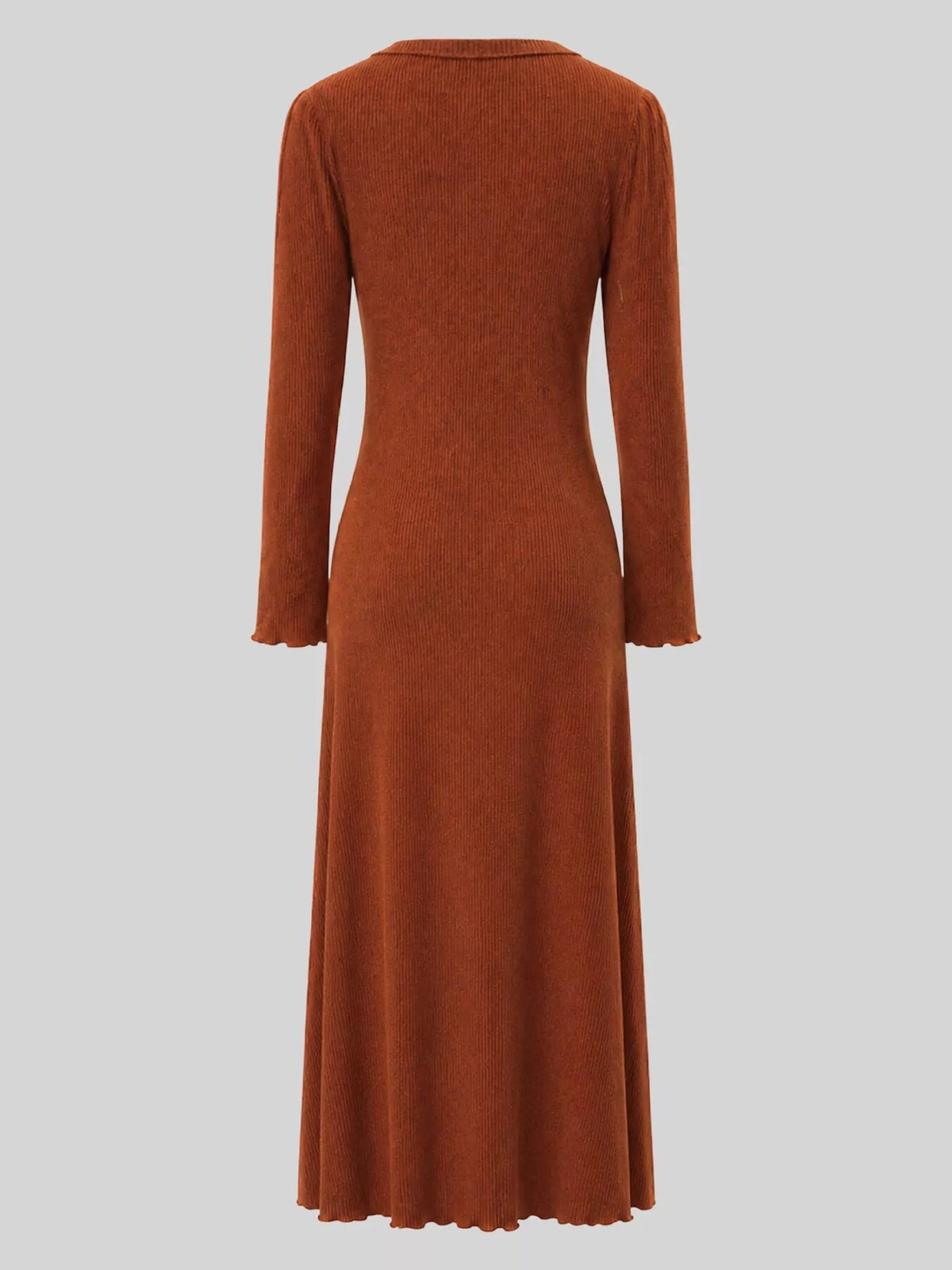 long-sleeve button detail maxi dress – ribbed,buttoned | dropsona - neutral - size reference