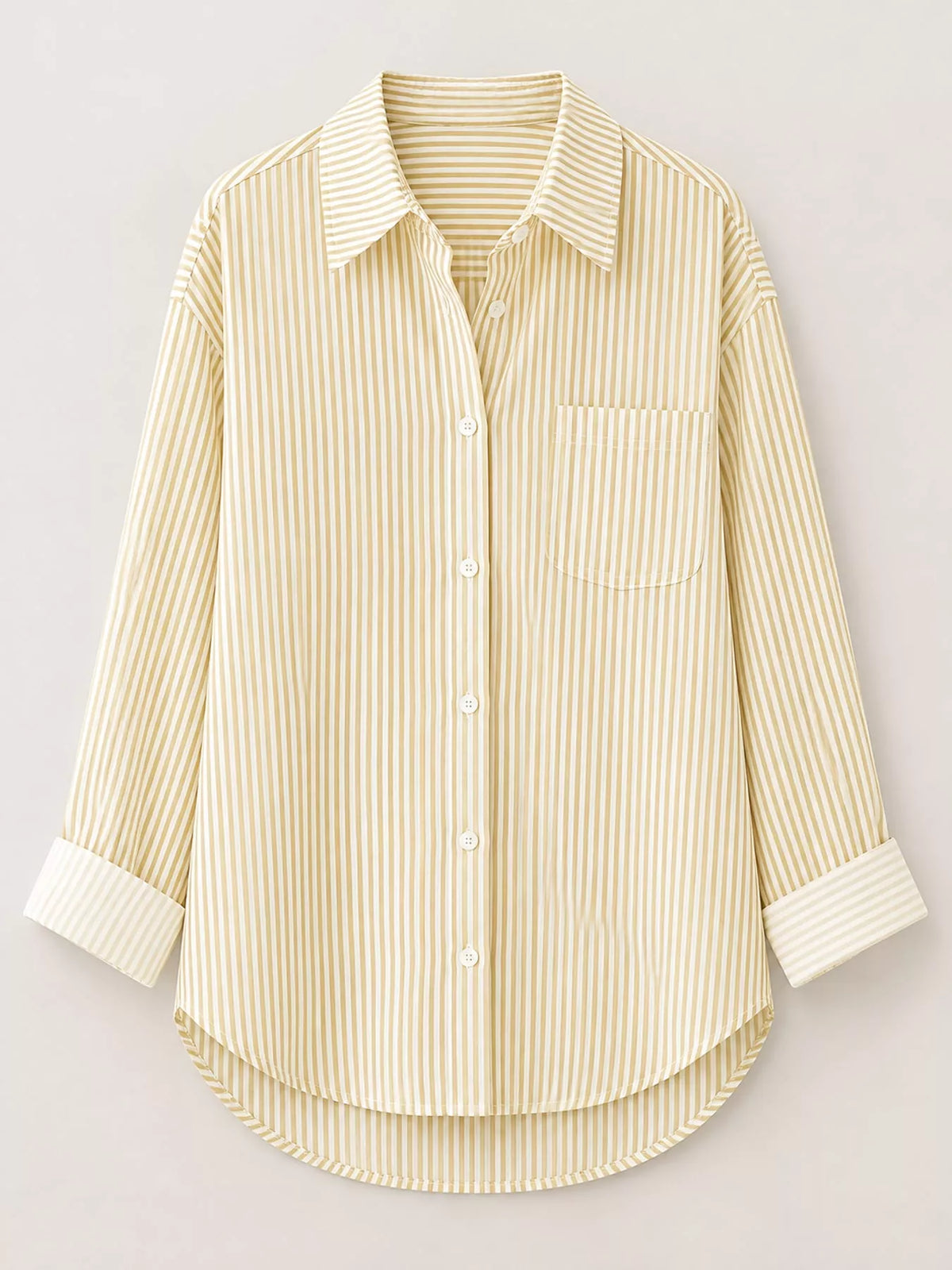 full size striped button-down long sleeve shirt plus | dropsona - neutral - usage example