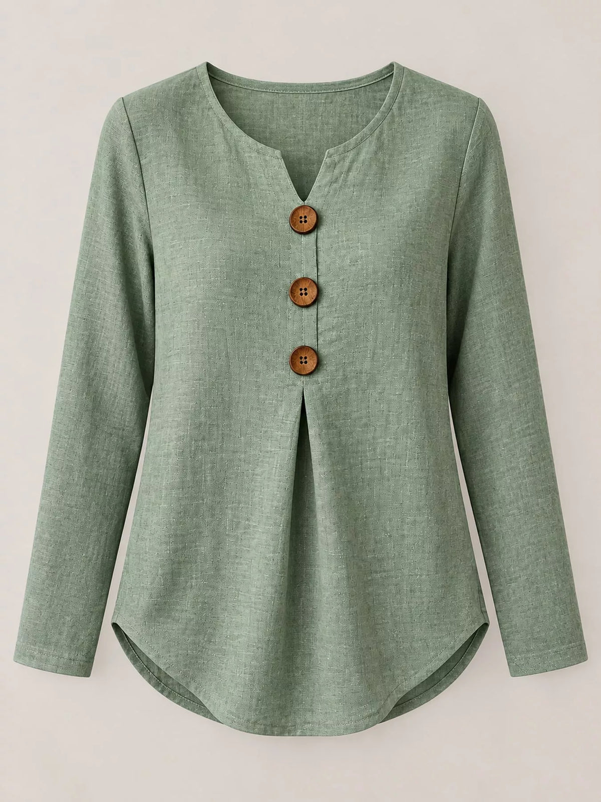 full size long sleeve blouse with decorative wooden | dropsona - neutral - usage example