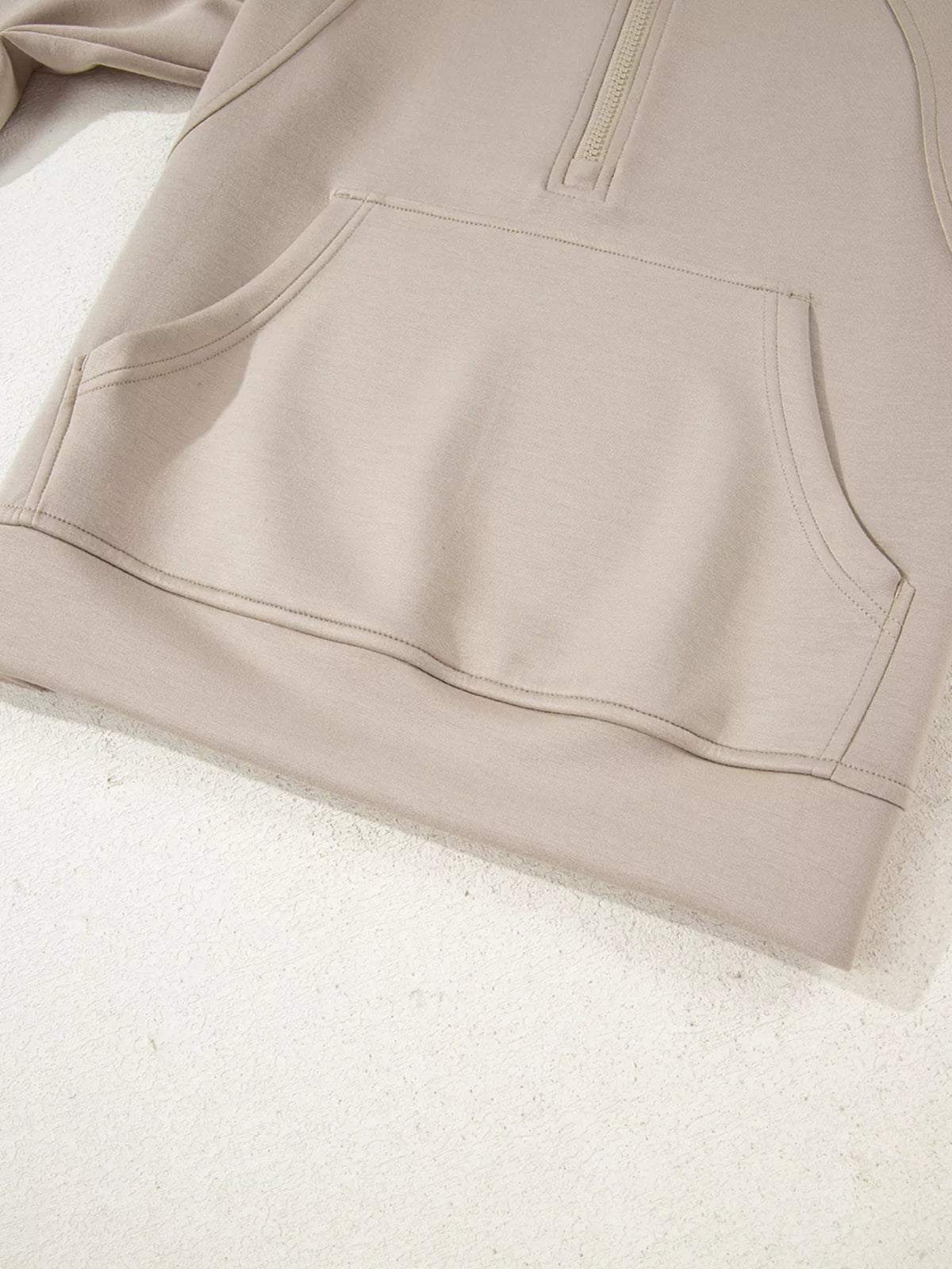 half zip long sleeve hoodie and pants 2pcs outfit | dropsona - neutral - material texture