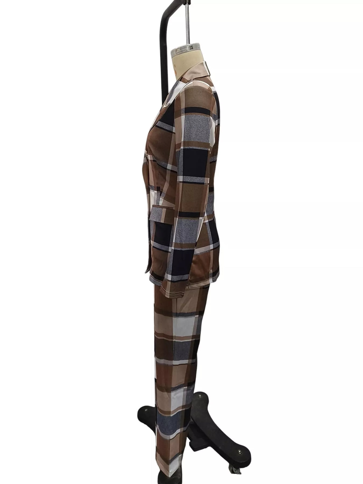 double-breasted blazer and pants set | dropsona - neutral - front view
