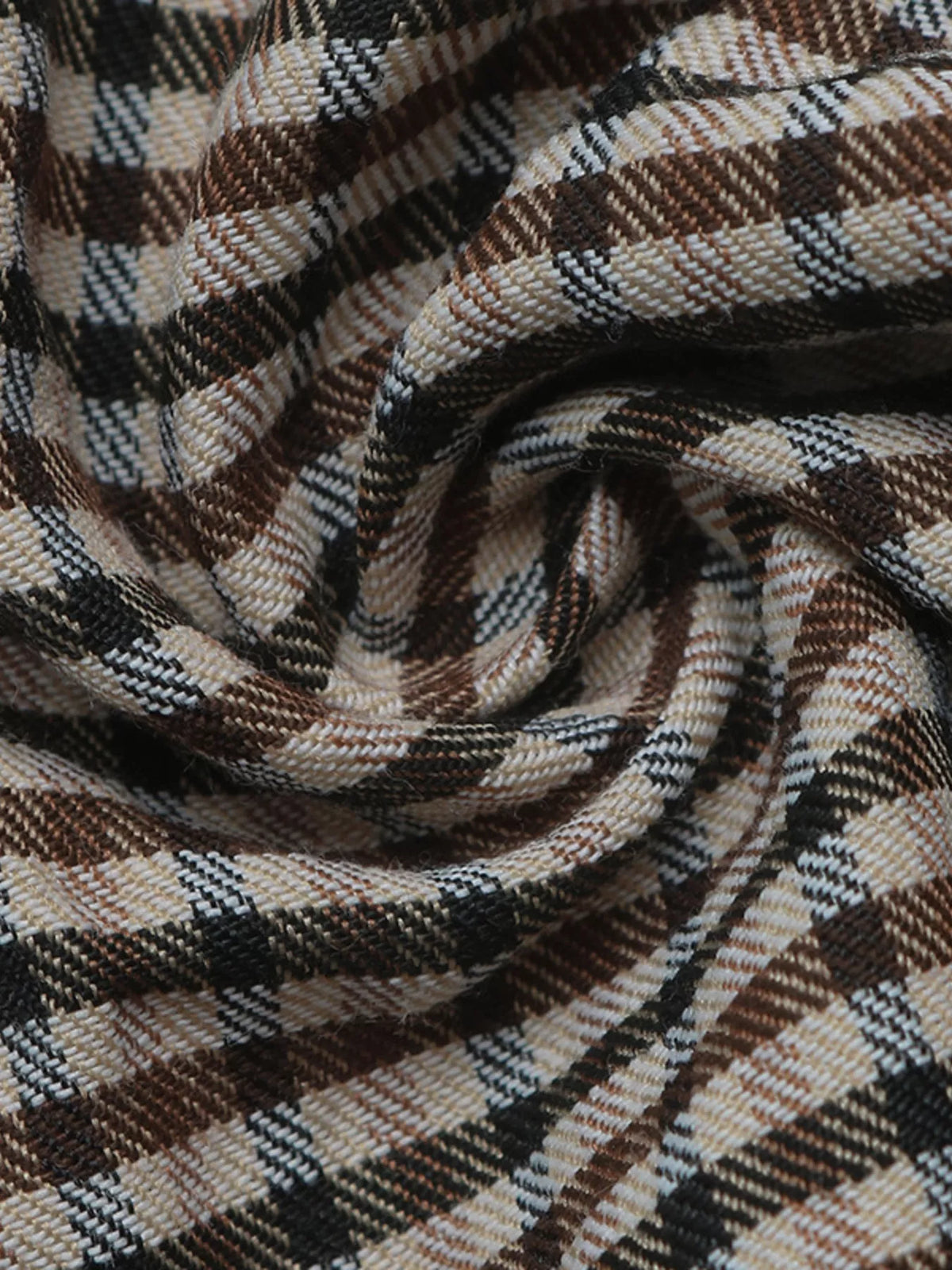 plaid lapel collar double-breasted blazer | dropsona - neutral - material texture