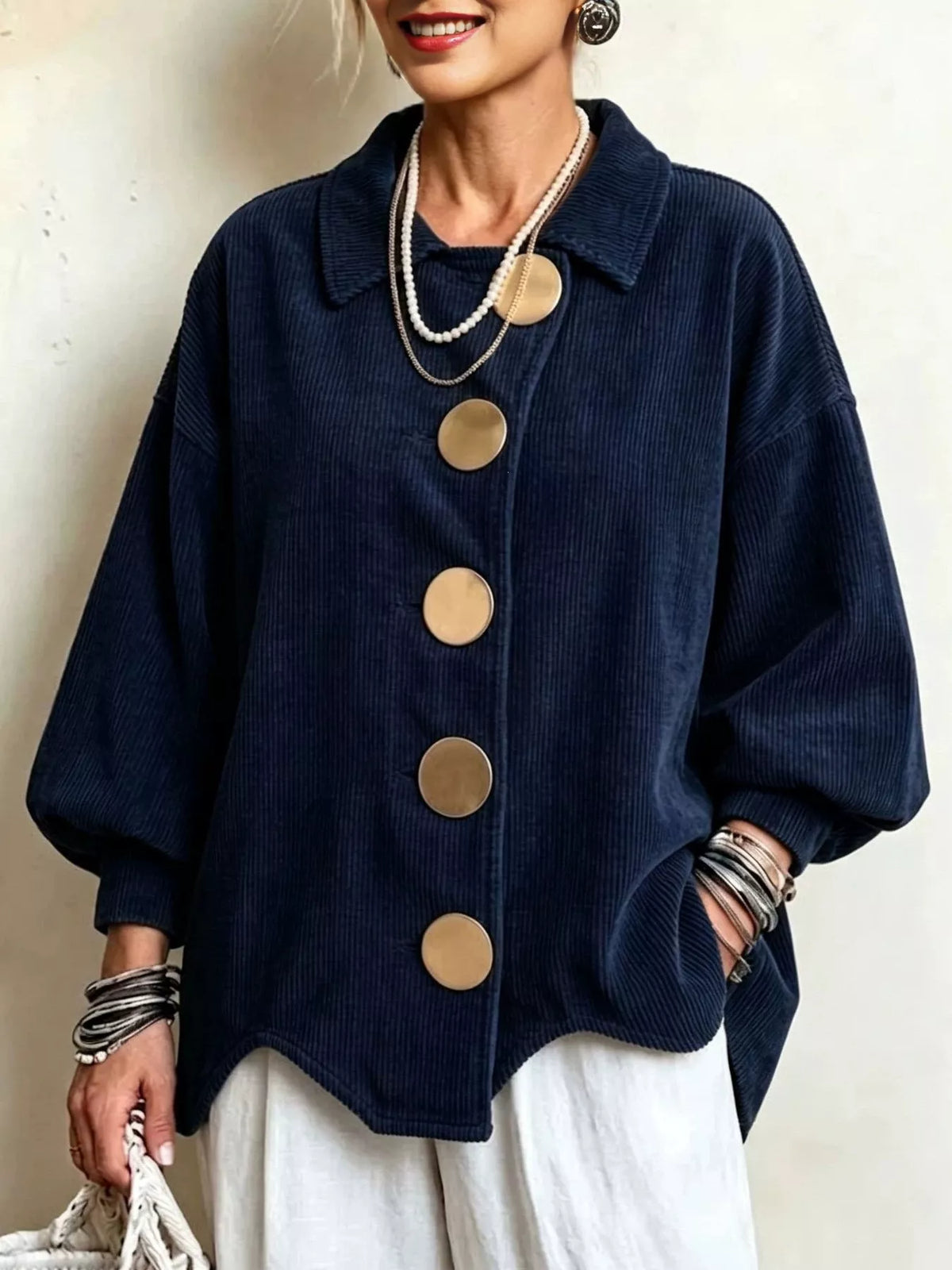 full size corduroy button-down jacket plus | dropsona - neutral - packaging