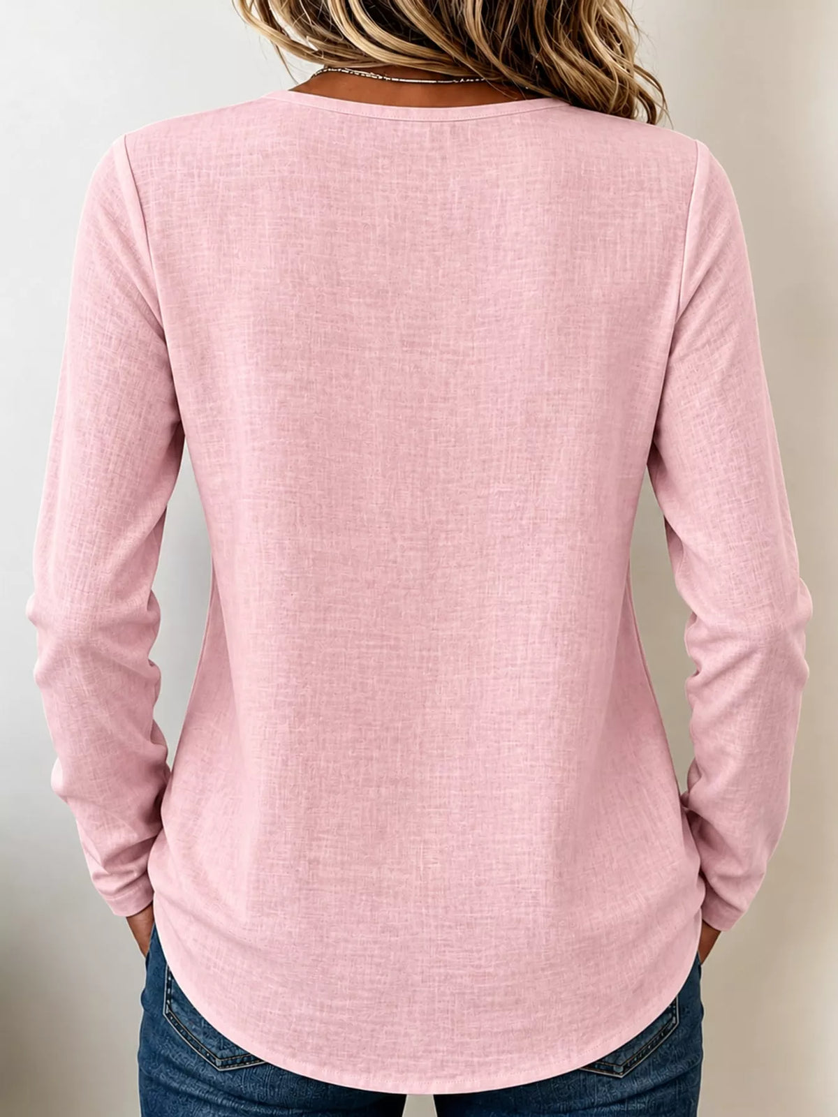 full size long sleeve blouse with decorative wooden | dropsona - neutral - packaging