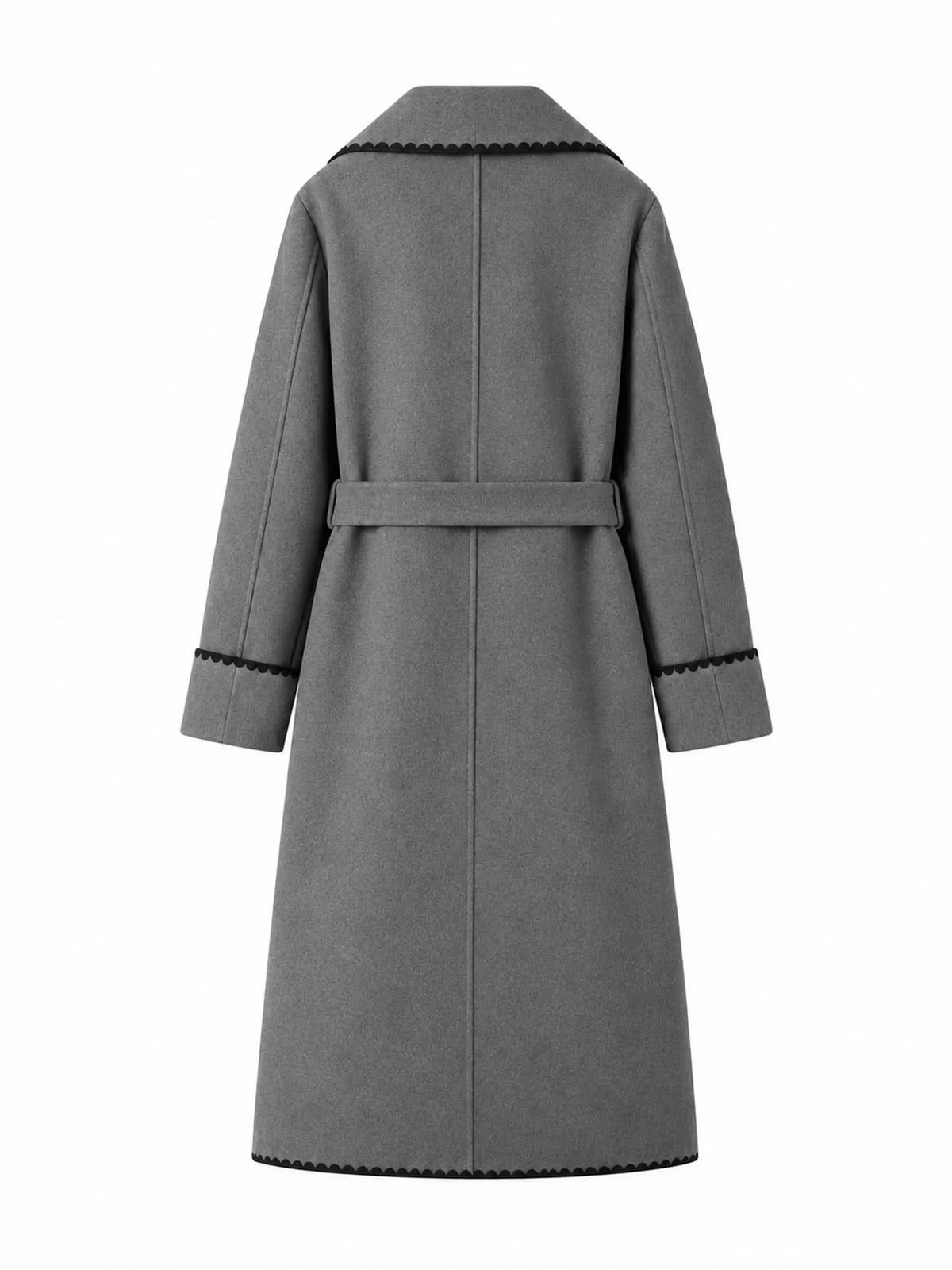 contrast scalloped trim trench coat | dropsona - neutral - close-up detail