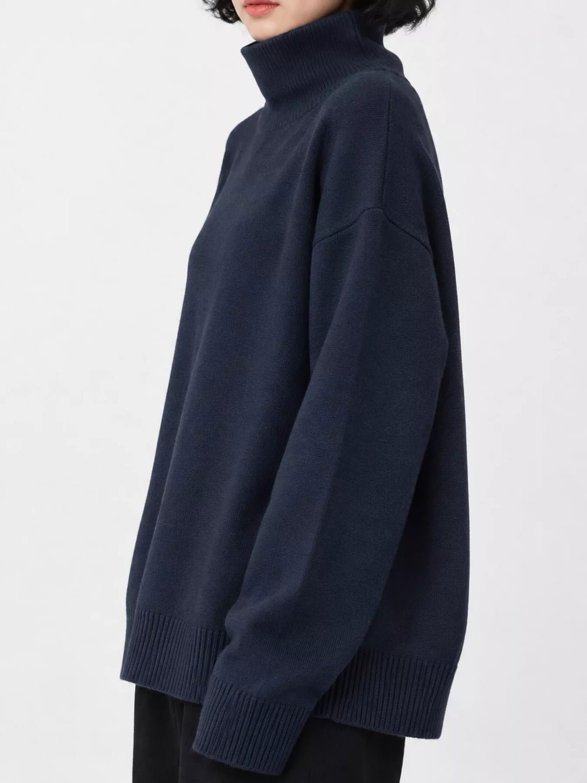 turtleneck dropped shoulder sweater | dropsona - neutral - size reference
