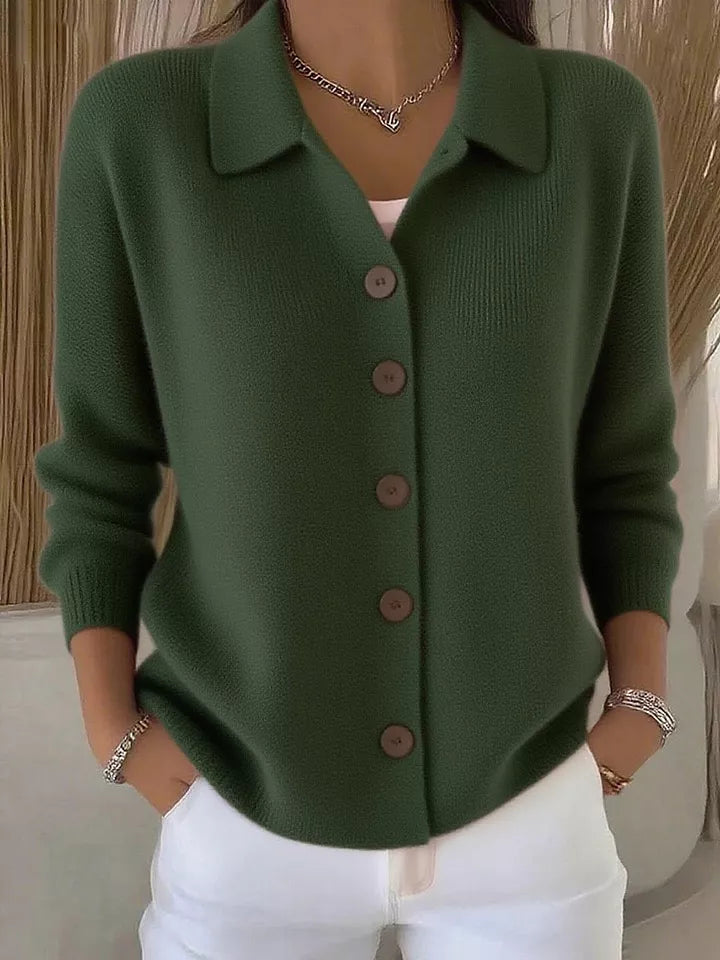 full size collared button-down knit cardigan plus | dropsona - neutral - packaging