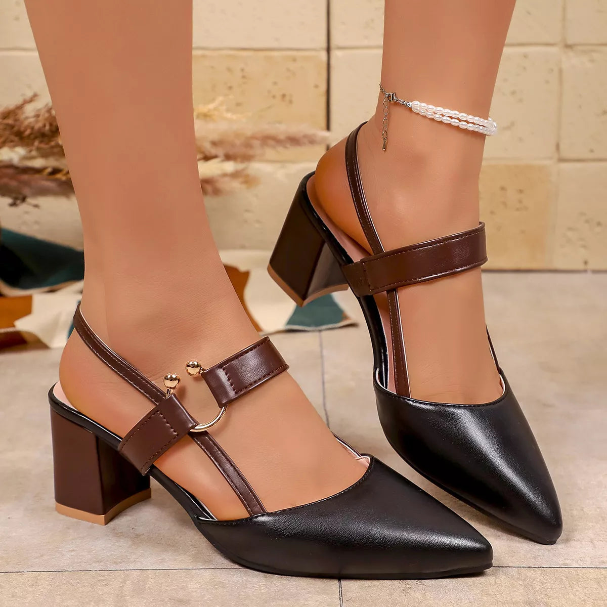 point toe block heels sandals – dear monkey | dropsona - neutral - usage example