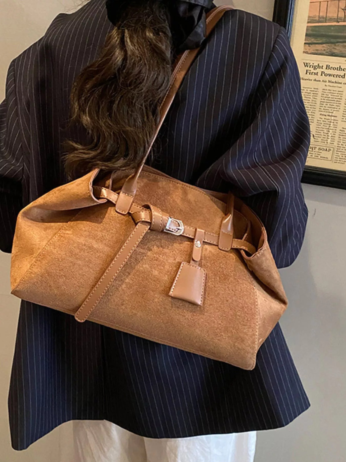 buckle detail shoulder bag – stylish sling | dropsona - neutral - usage example