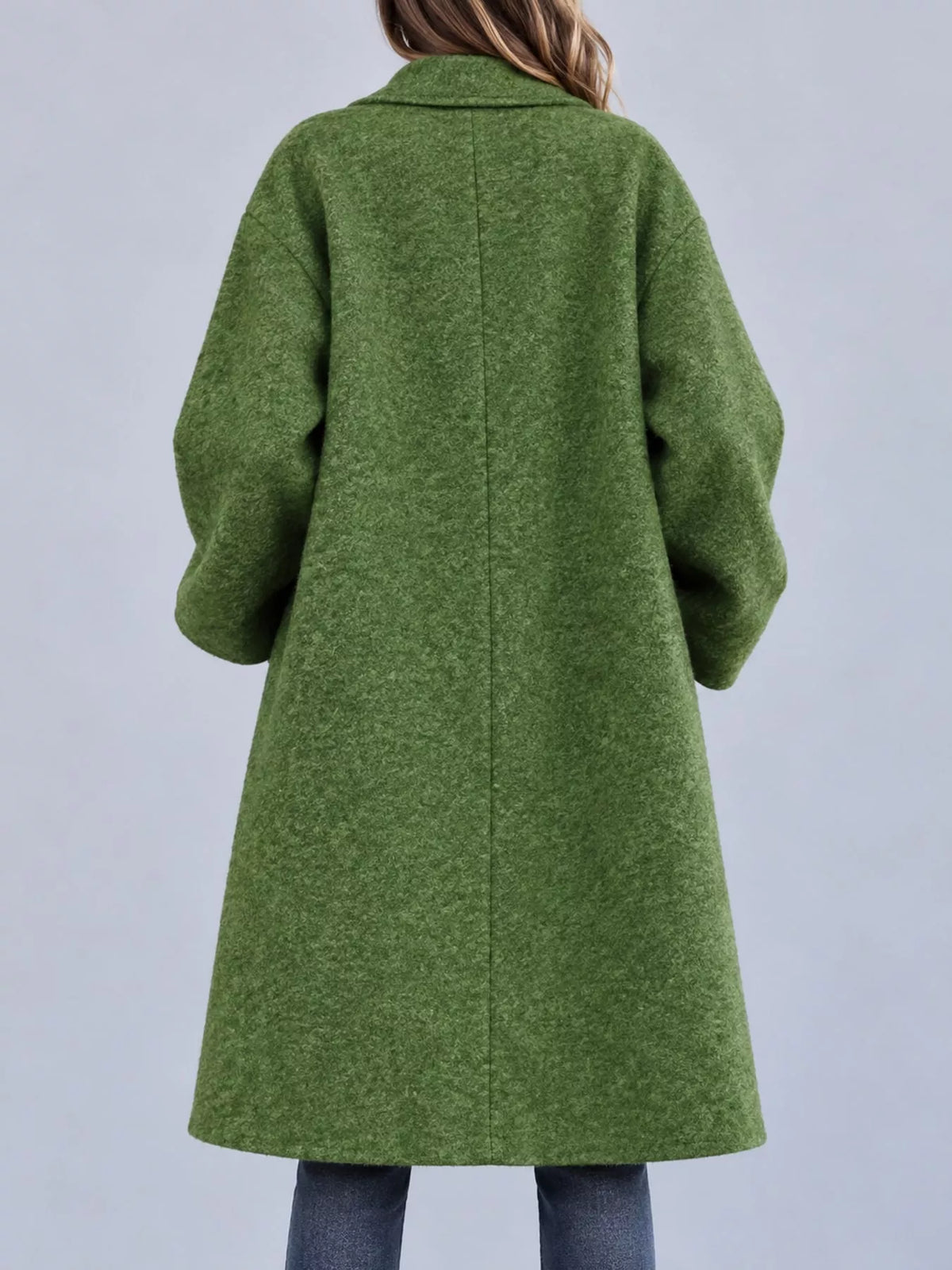 full size lapel collar one button coat plus | dropsona - neutral - close-up detail