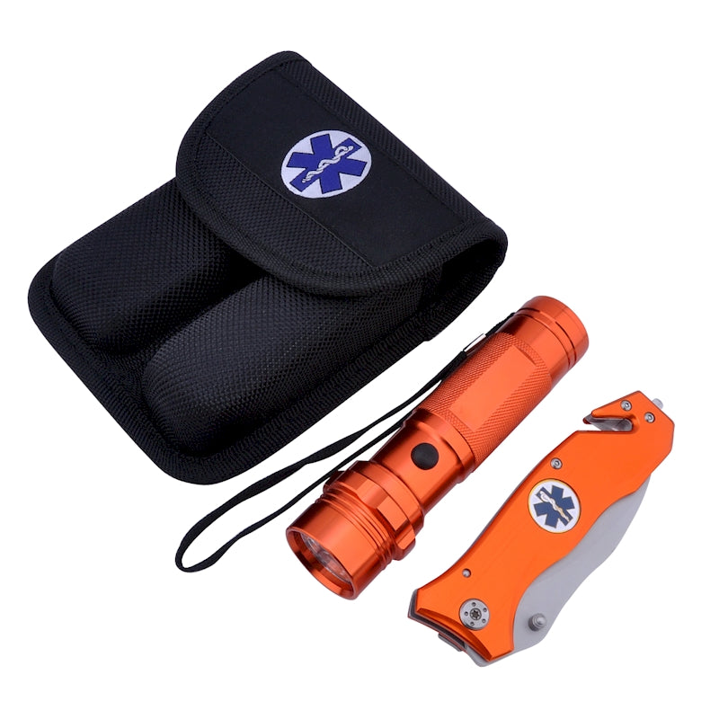survival knife and flashlight - orange finish emerge | dropsona - neutral - everyday use