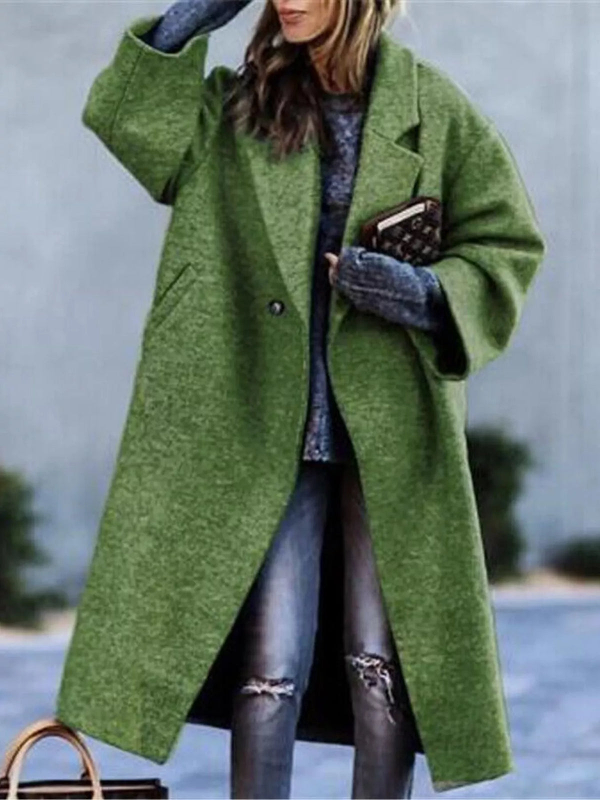 full size lapel collar one button coat plus | dropsona - neutral - packaging