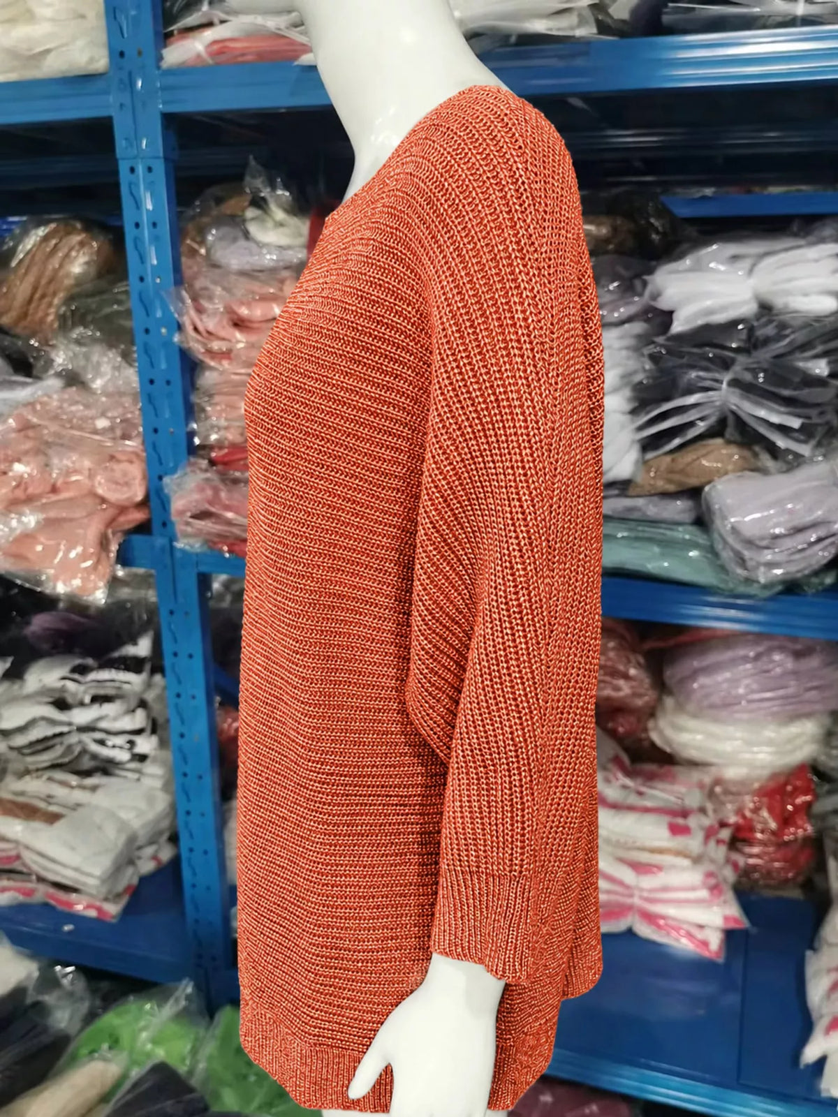 full size boat neck 3/4 sleeve sweater plus | dropsona - neutral - material texture