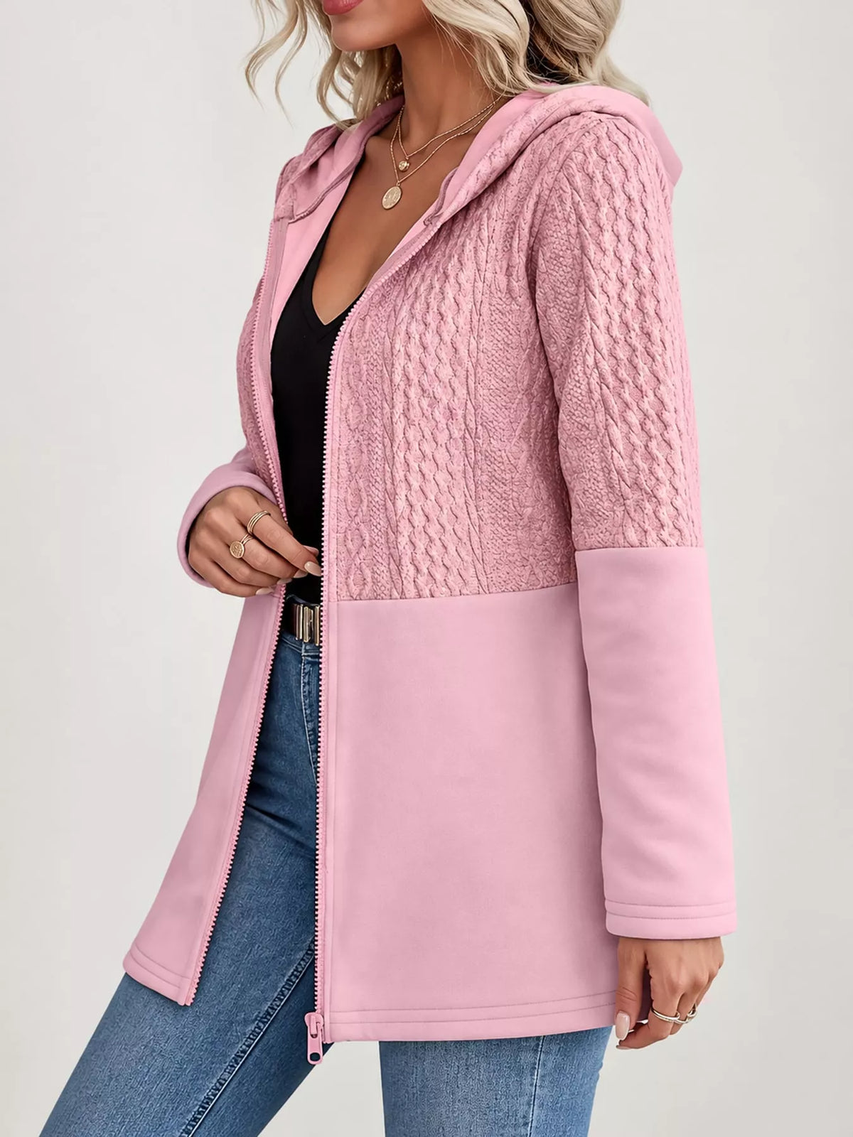 full size hooded zip-up jacket plus | dropsona - neutral - usage example