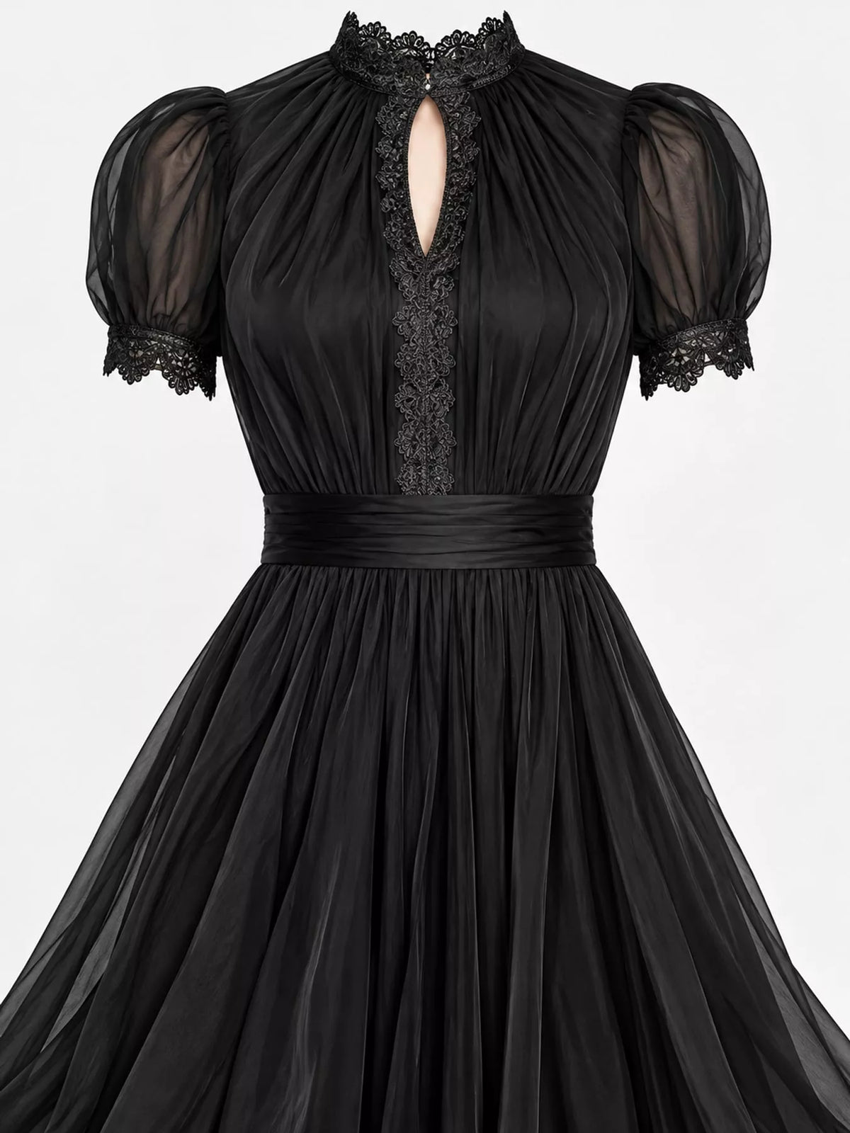 full size elegant sheer chiffon mock-neck maxi dress | dropsona - neutral - material texture