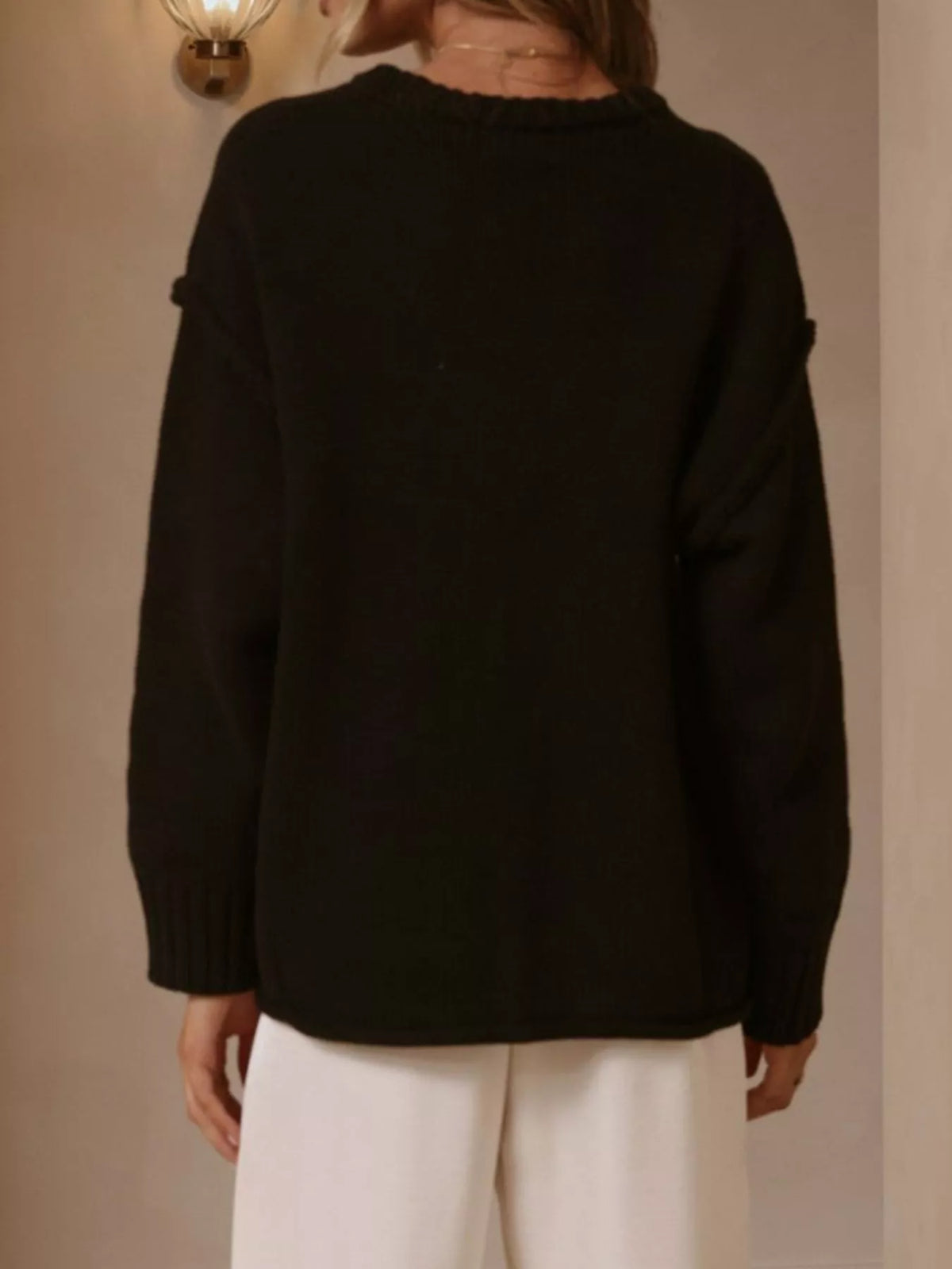 crew neck dropped shoulder sweater – basic style | dropsona - neutral - size reference