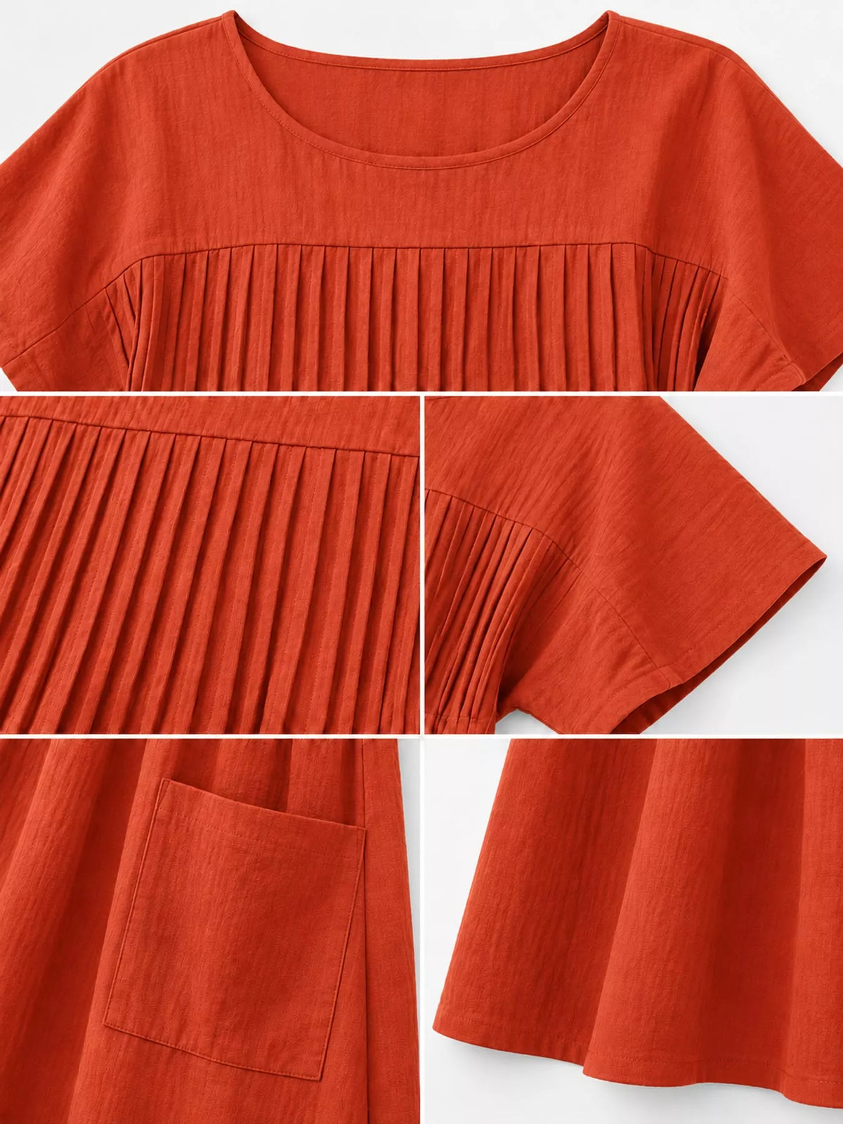 full size elegant pleated casual midi dress with | dropsona - neutral - size reference