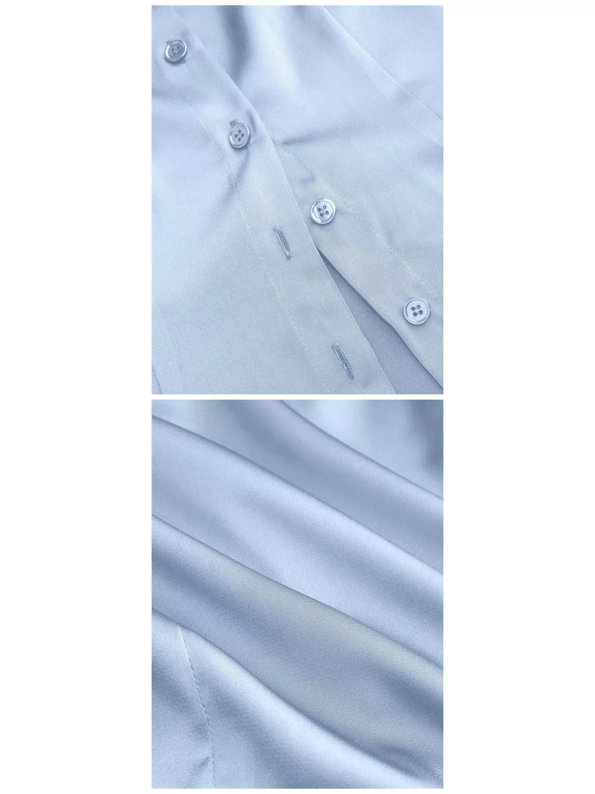 satin short sleeve button-down shirt | dropsona - neutral - size reference