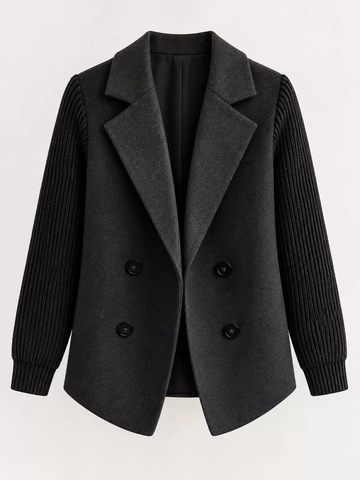 full size double-breasted hybrid blazer with ribbed | dropsona - neutral - packaging