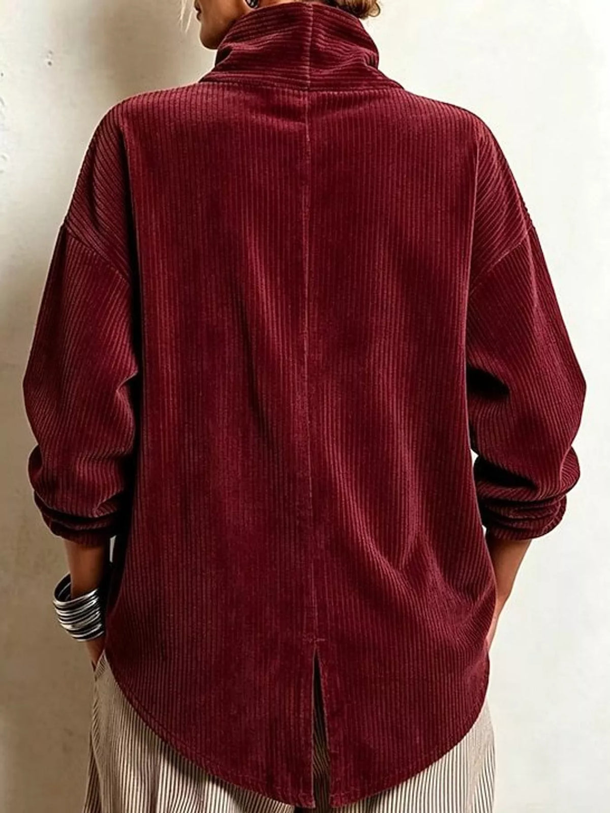full size asymmetric button-down corduroy jacket plus | dropsona - neutral - packaging