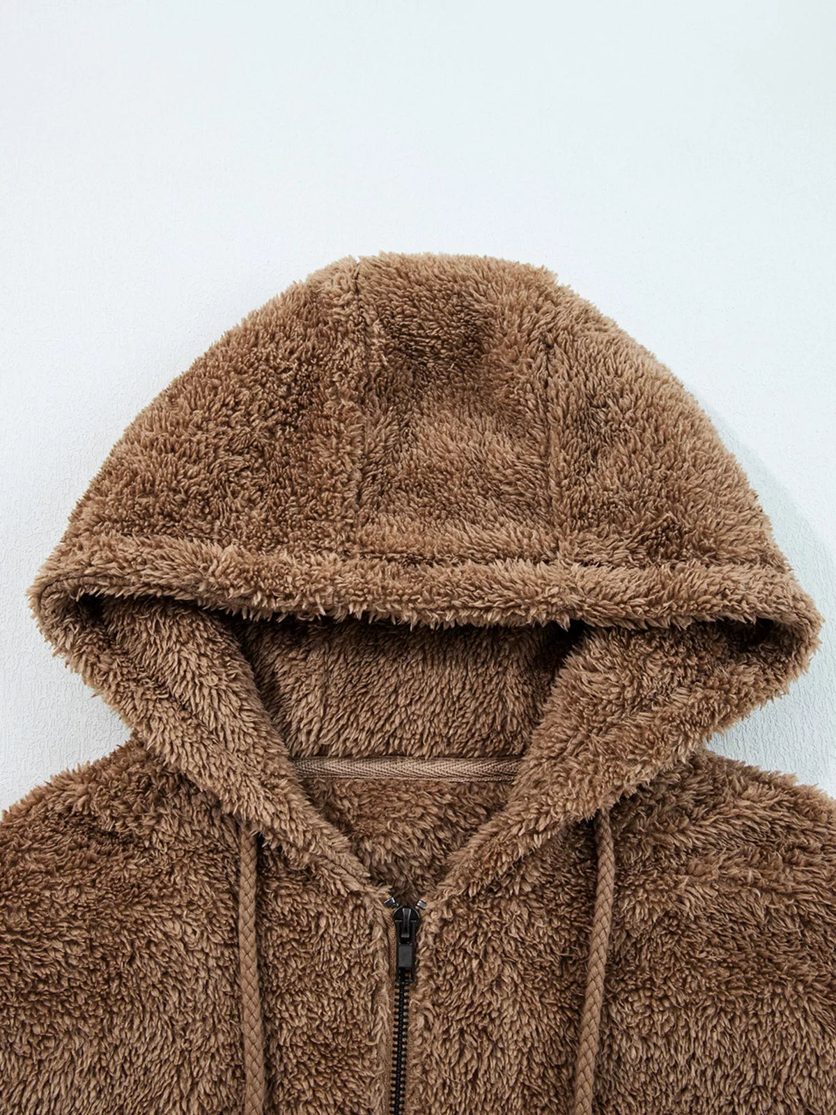 zip up hoodie and drawstring shorts 2pcs outfit | dropsona - neutral - front view