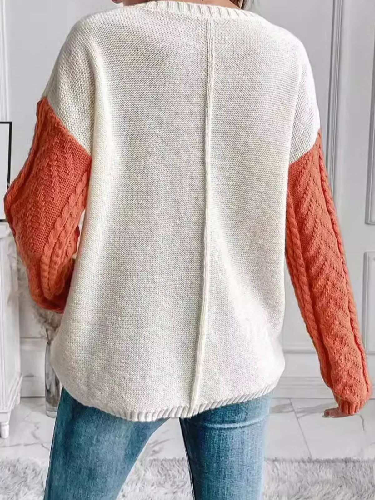 color block cable knit sweater – cable-knit fit | dropsona - neutral - usage example