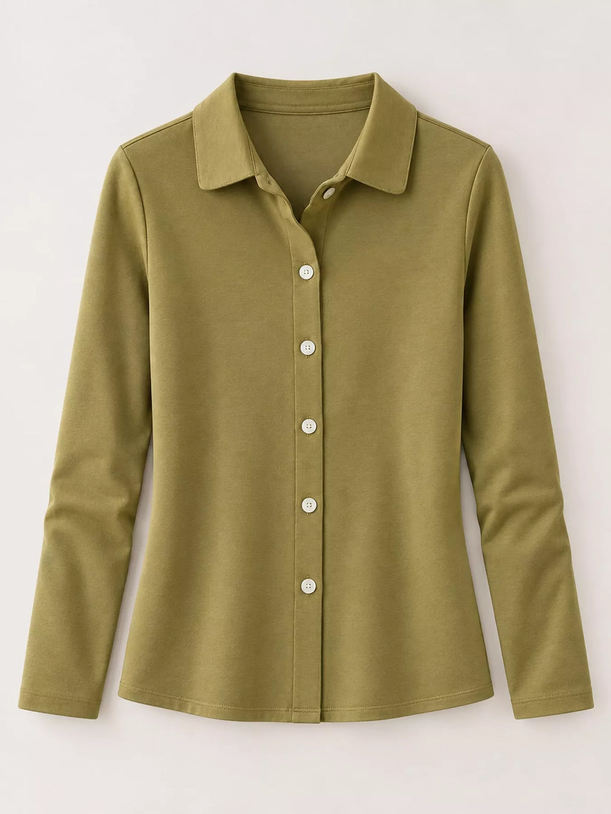 full size button-down long sleeve shirt plus | dropsona - neutral - front view