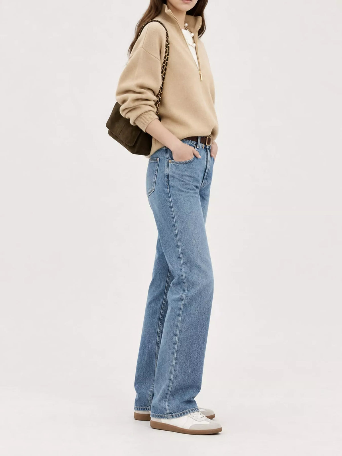 half-zip dropped shoulder sweater – zipper fit | dropsona - neutral - usage example