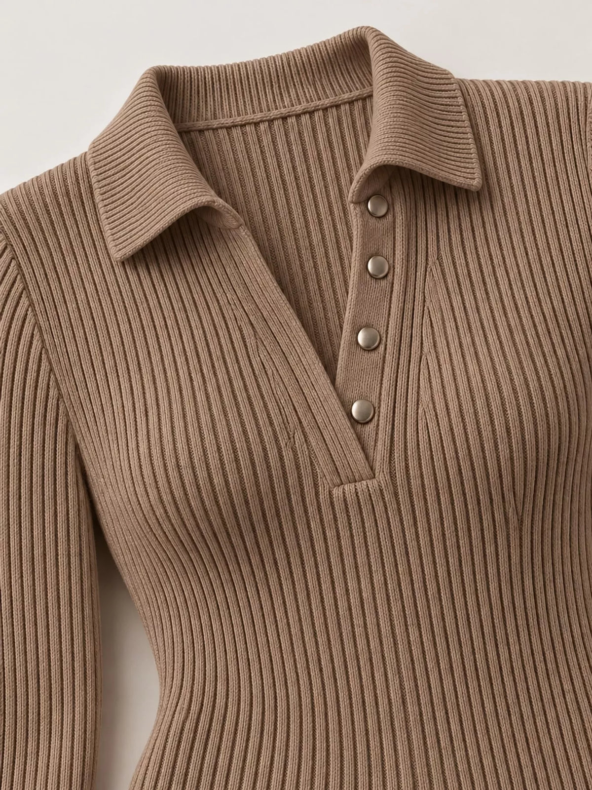 ribbed knit polo sweater dress – ribbed,buttoned fit | dropsona - neutral - material texture