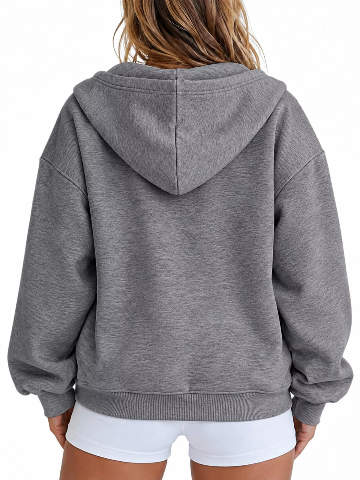 full size oversized zip-up hoodie plus | dropsona - neutral - front view