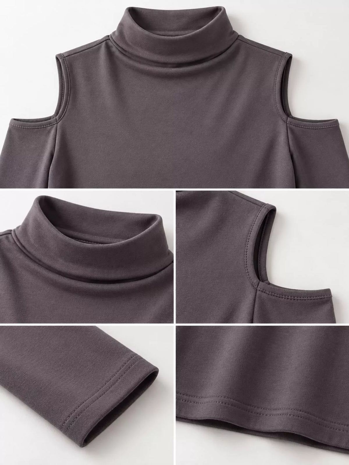 mock neck cold-shoulder slim-fit t-shirt | dropsona - neutral - size reference