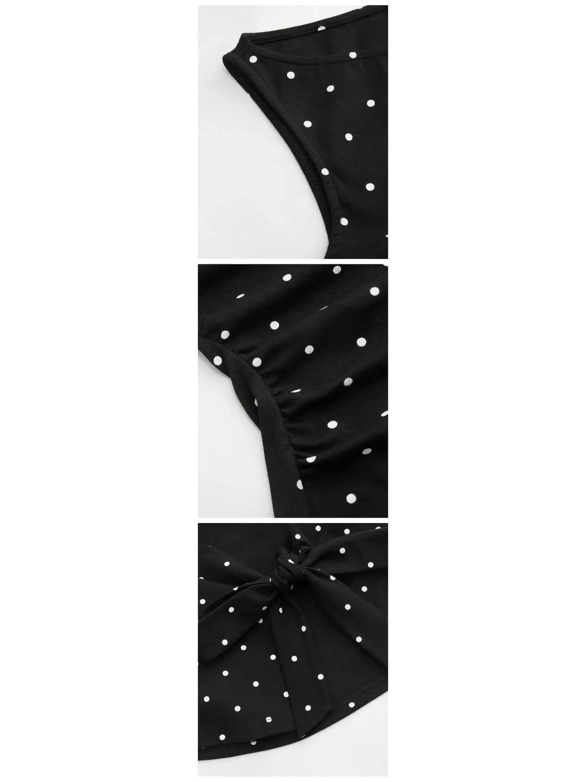 polka dot print sleeveless tank top with tie back | dropsona - neutral - size reference