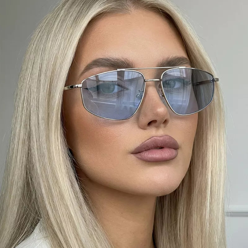 uv protection aviator sunglasses – gaze | dropsona - neutral - close-up detail