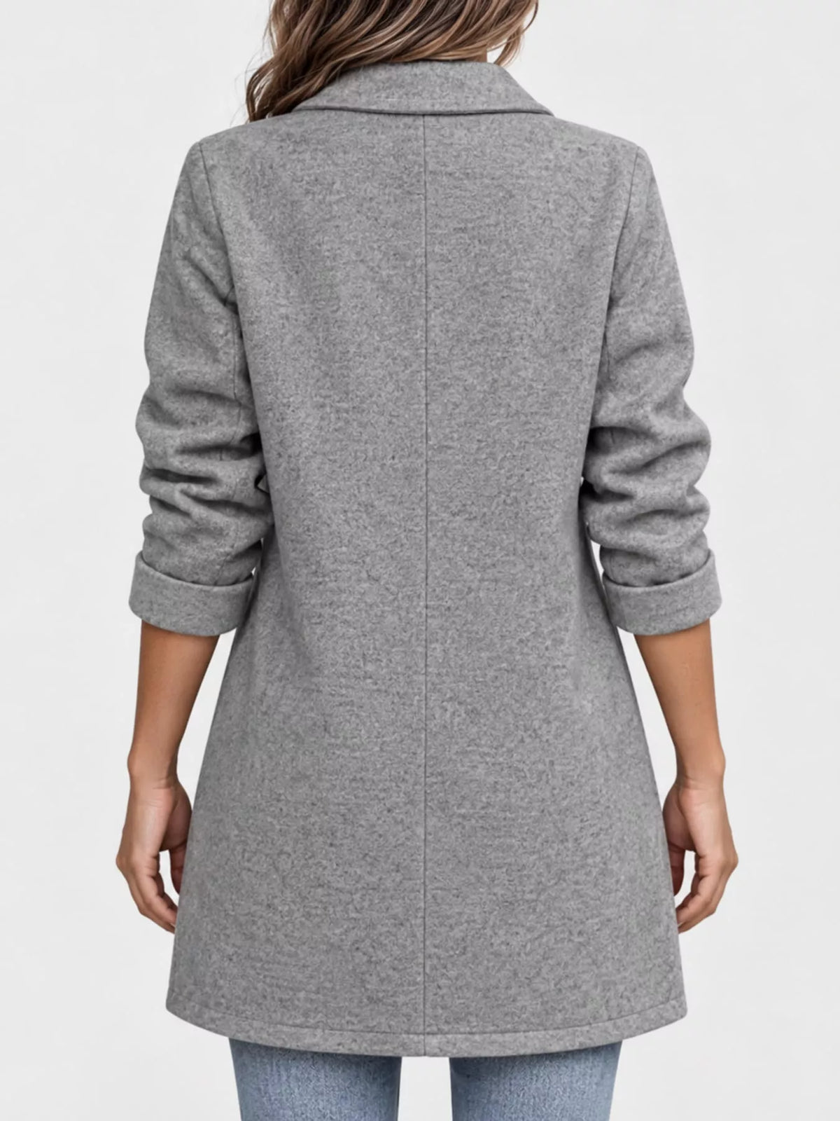 full size lapel collar button up coat plus | dropsona - neutral - packaging