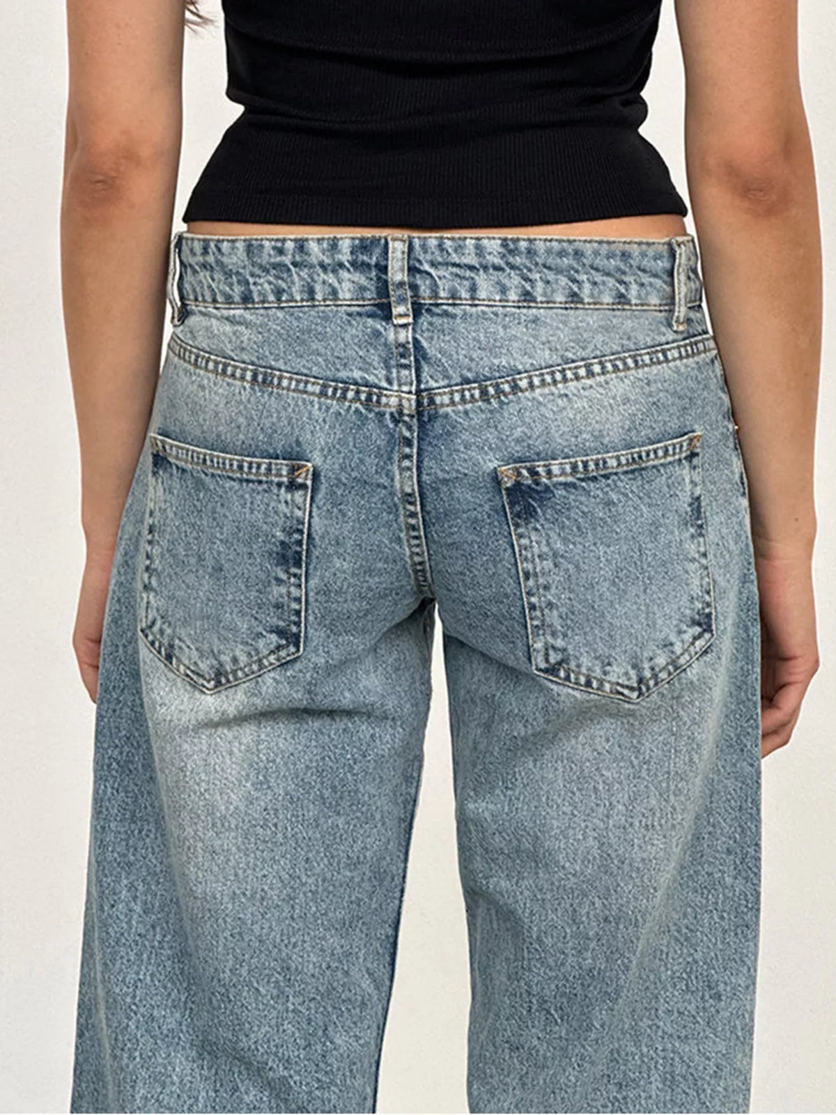 vintage wash low-rise wide-leg jeans | dropsona - neutral - material texture