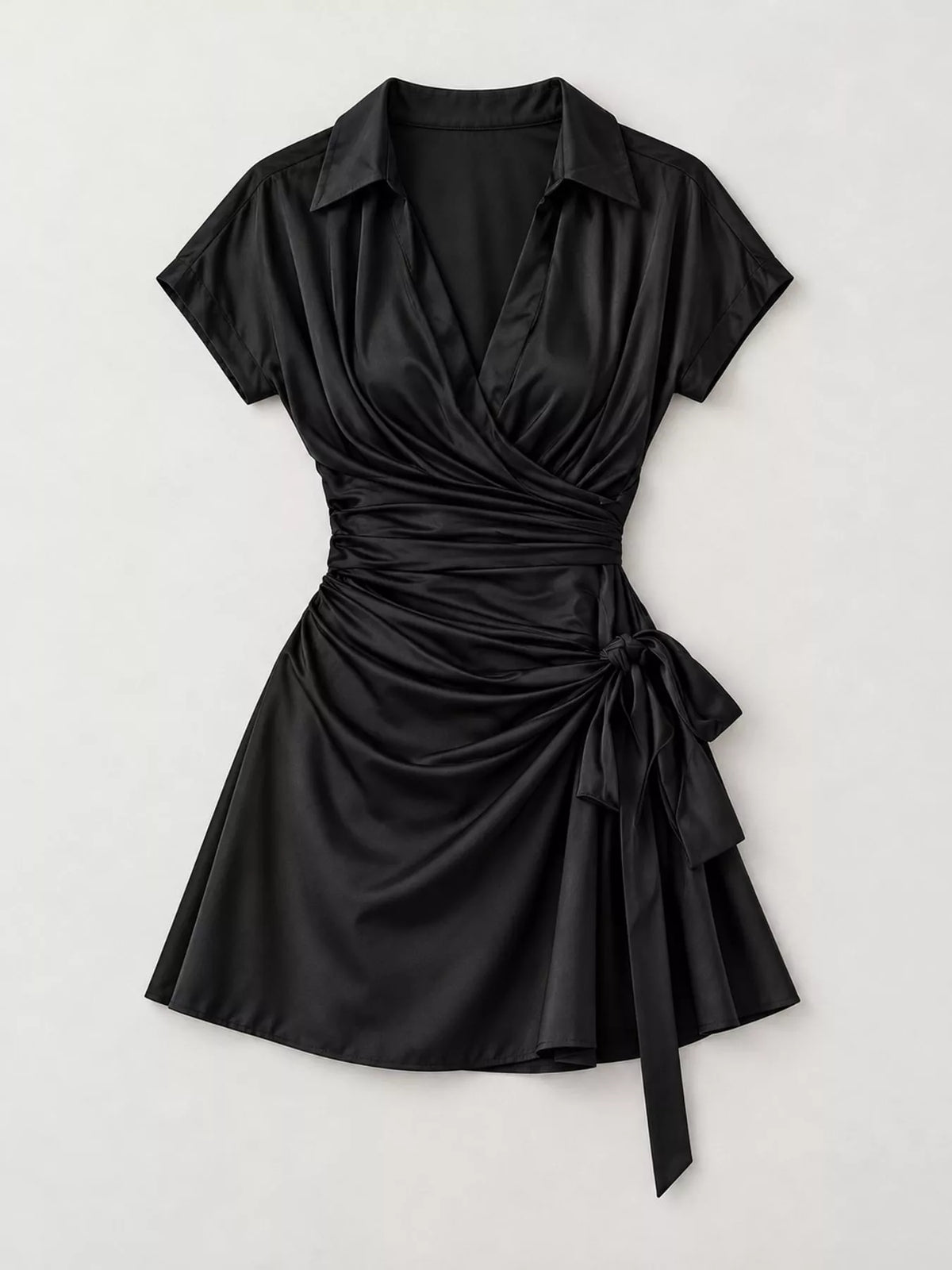 tie detail surplice dress | dropsona - neutral - close-up detail