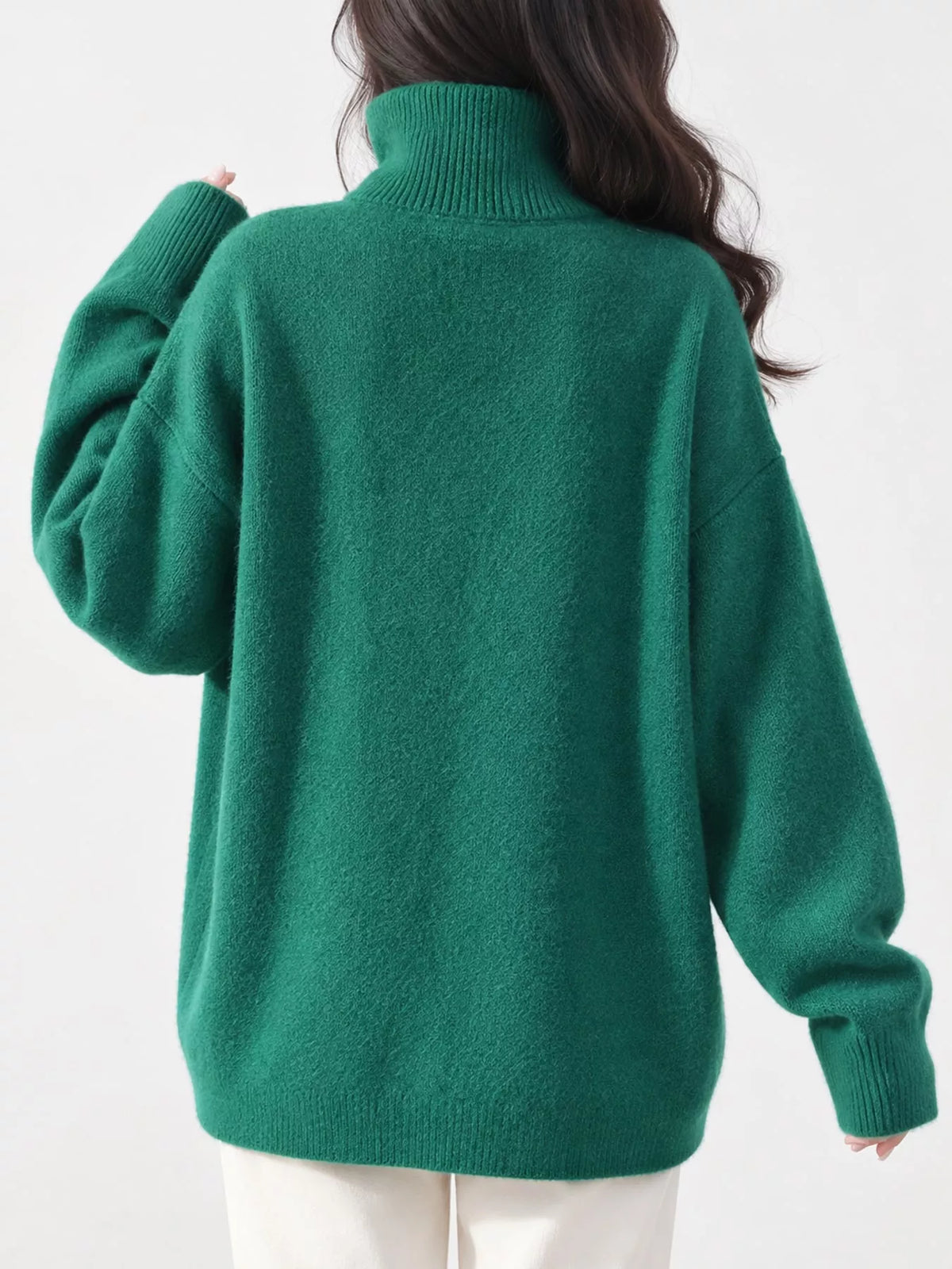 turtleneck dropped shoulder sweater | dropsona - neutral - size reference
