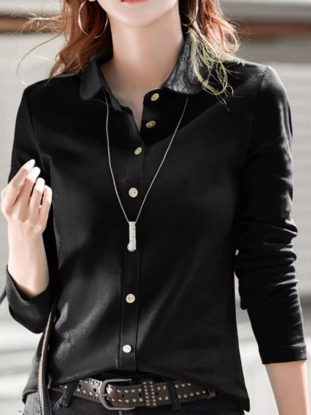 full size button-down long sleeve shirt plus | dropsona - neutral - material texture