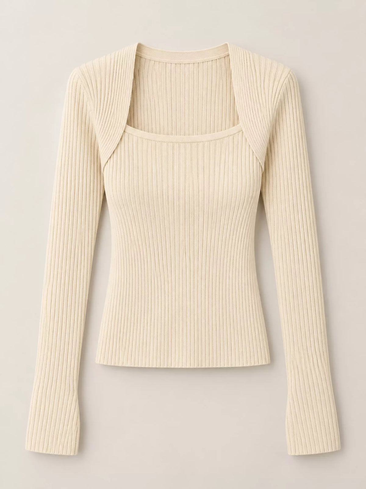 square neck ribbed knit slim-fit top | dropsona - neutral - packaging