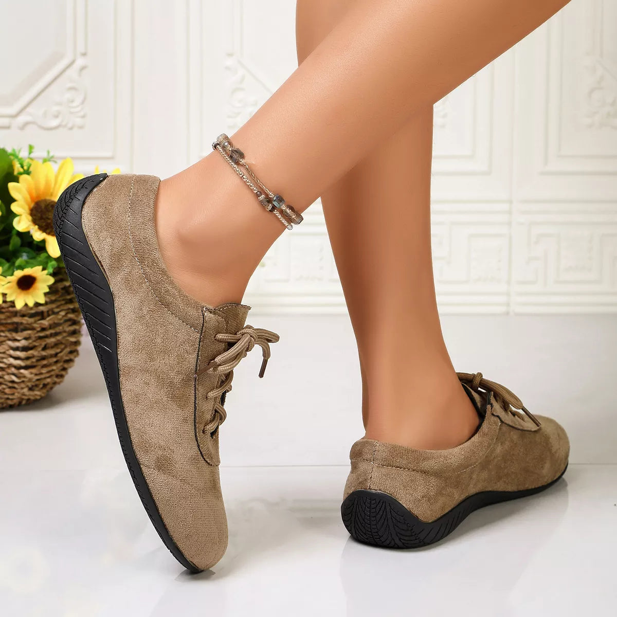 round toe lace up sneakers – modern steps | dropsona - neutral - size reference