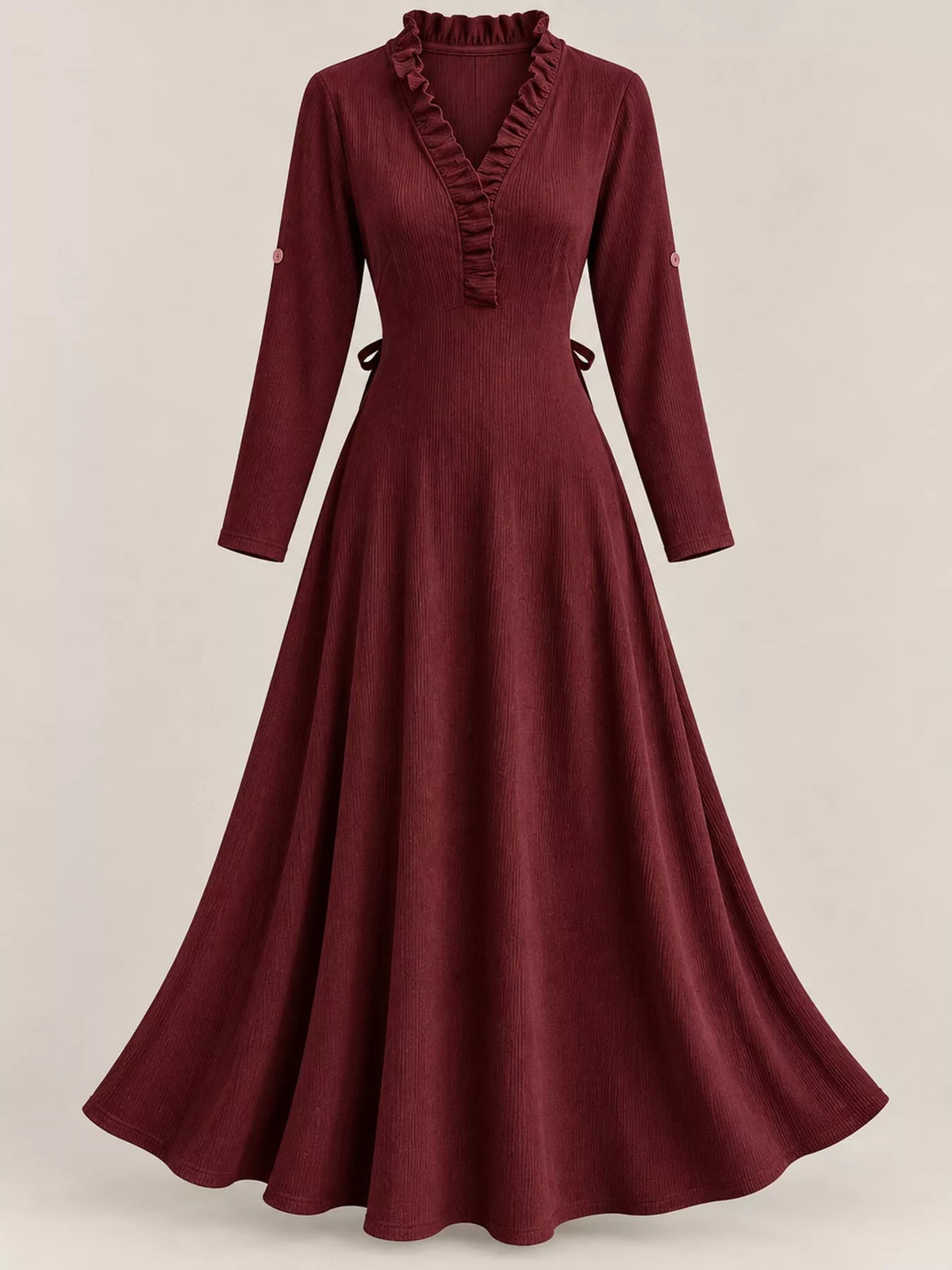 full size frill roll-up sleeve maxi dress plus | dropsona - neutral - size reference