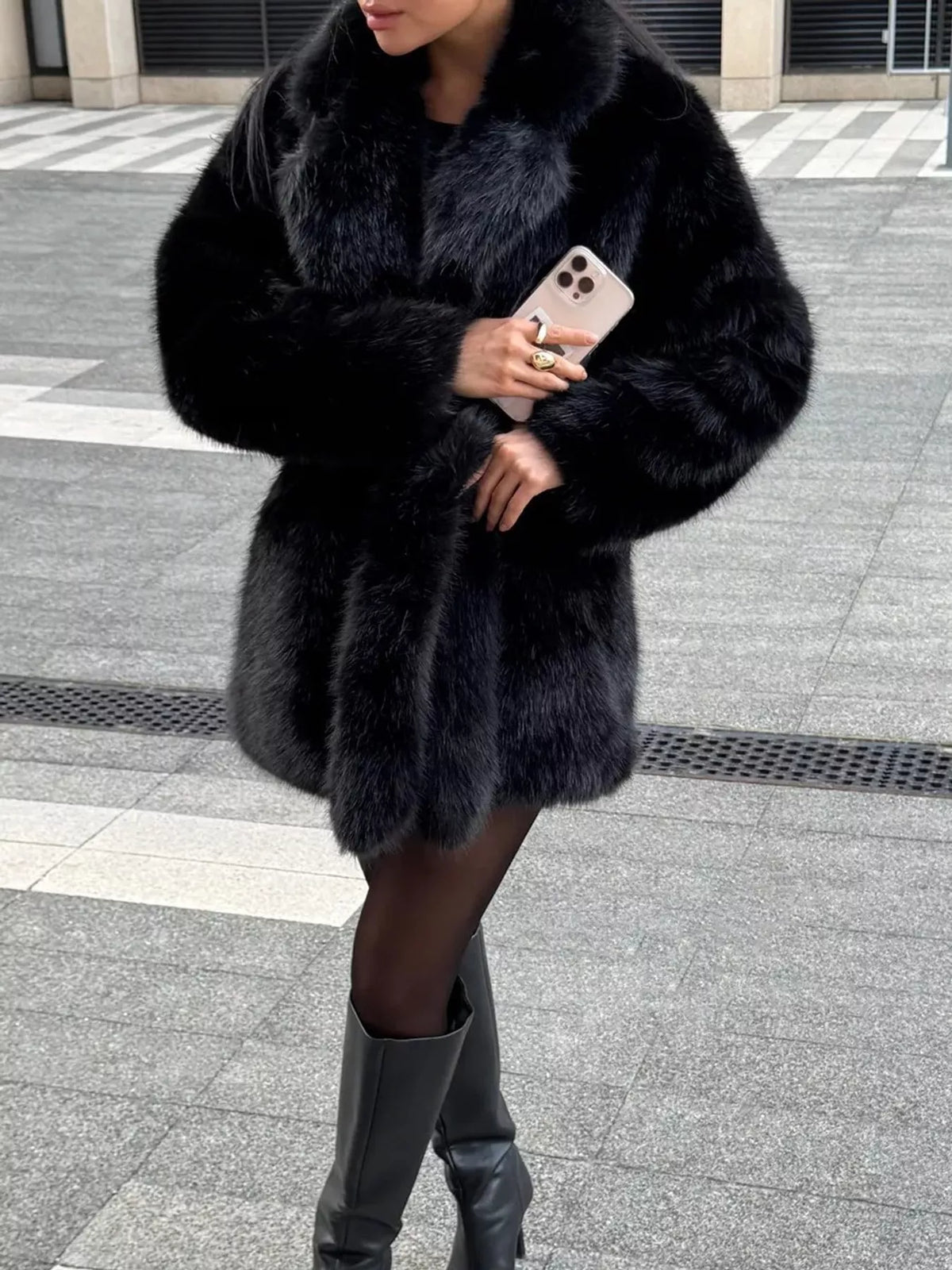 faux fur belted winter outerwear – thermal fit | dropsona - neutral - size reference