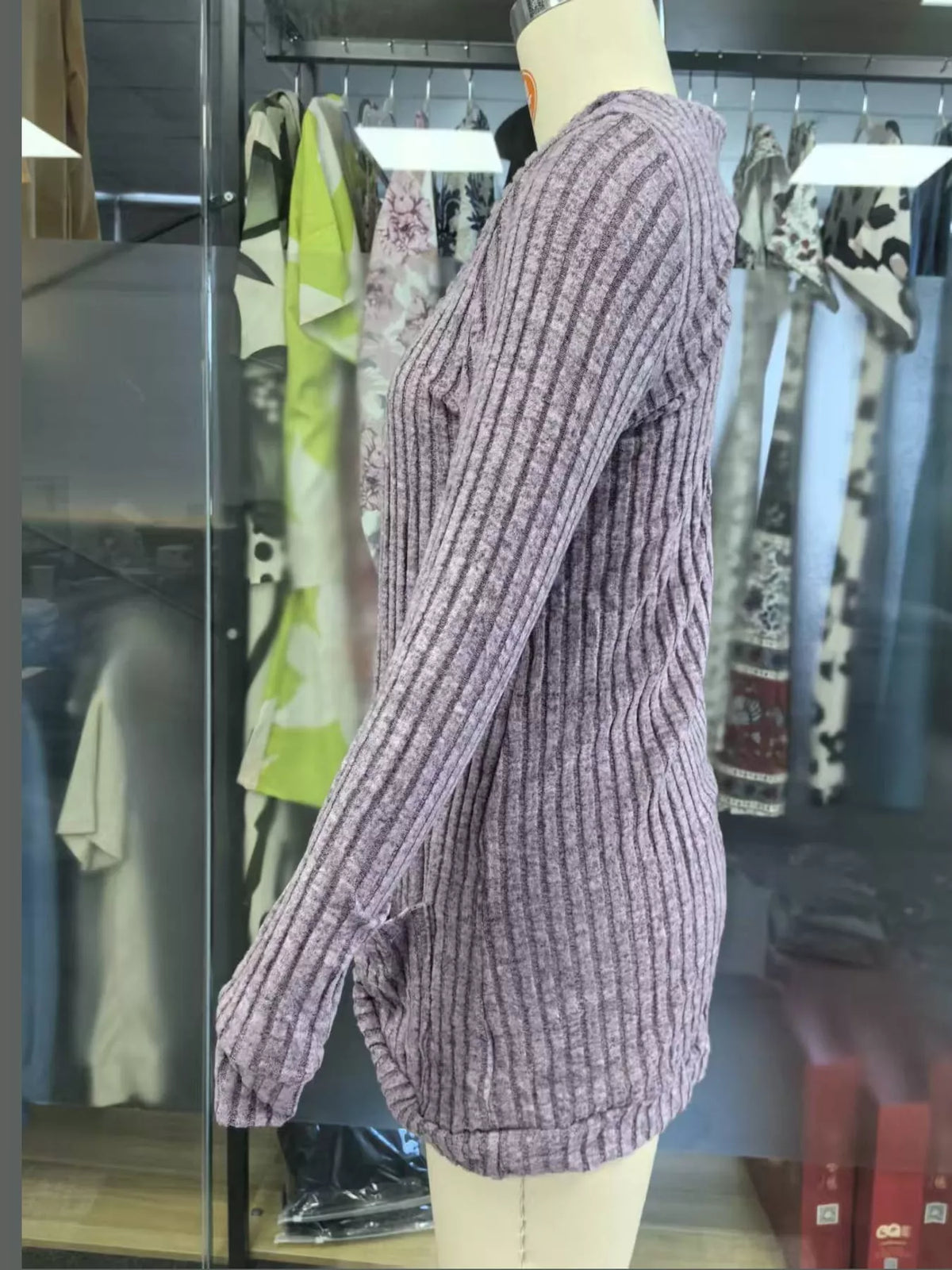 ribbed knit open front cardigan with pockets | dropsona - neutral - packaging