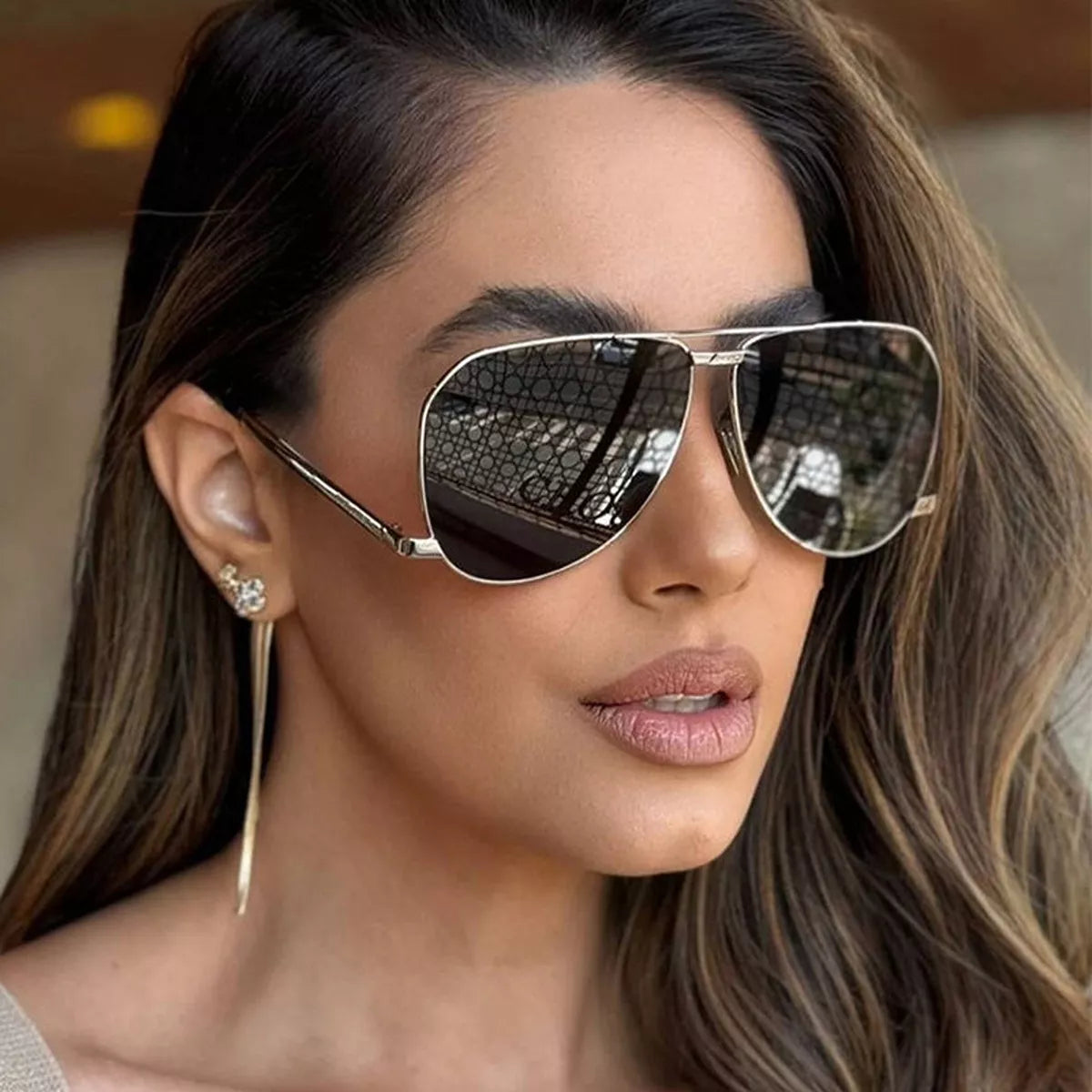 uv protection aviator sunglasses – gaze | dropsona - neutral - front view