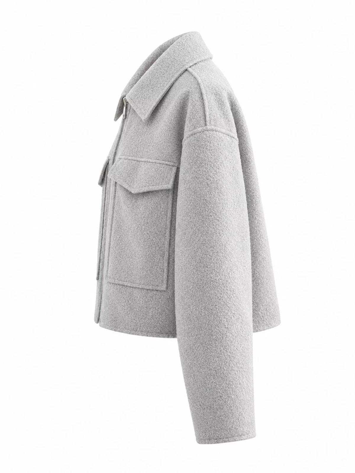 zip up cropped jacket – zipper,pocketed fit | dropsona - neutral - packaging