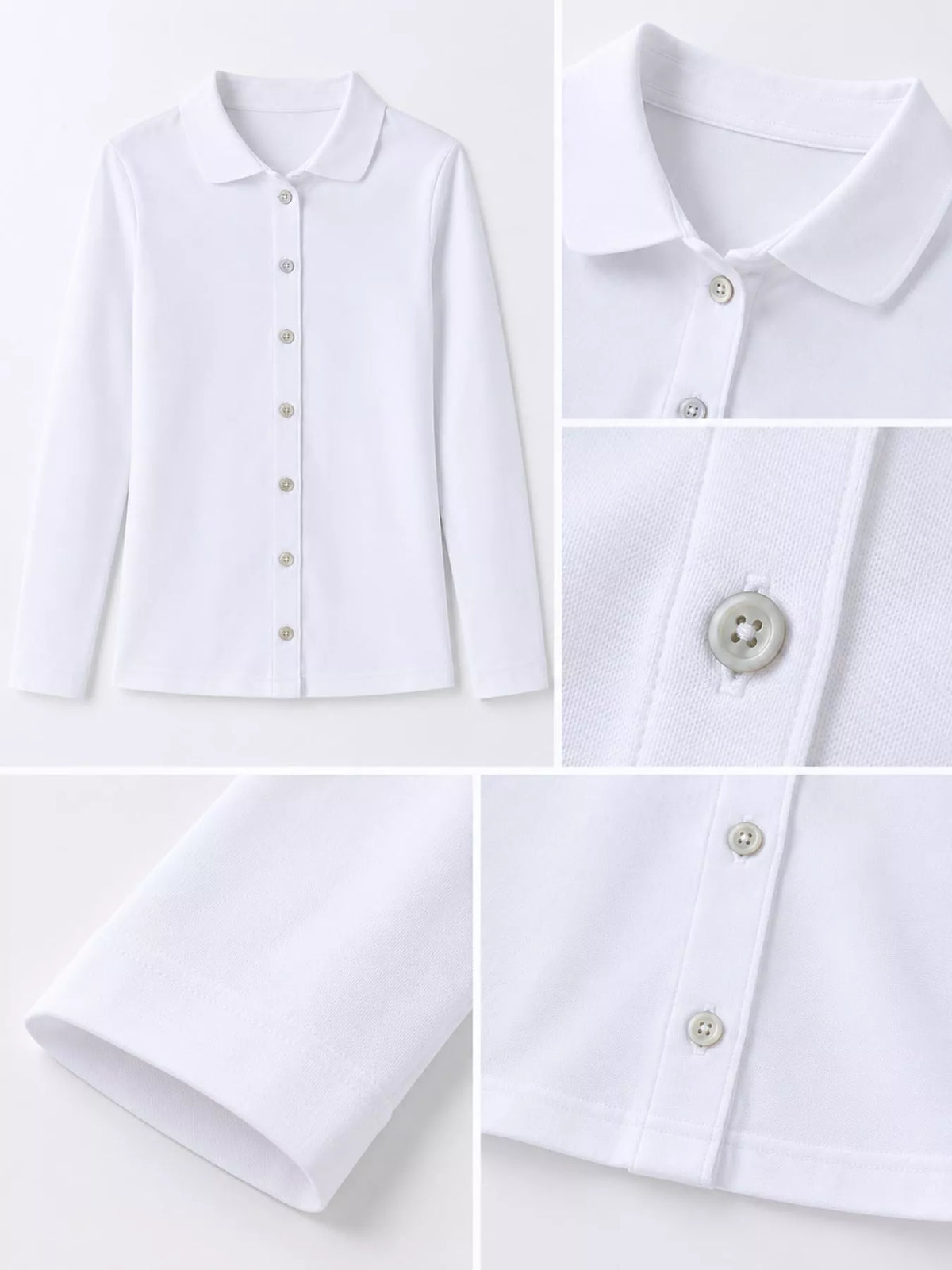full size button-down long sleeve shirt plus | dropsona - neutral - front view